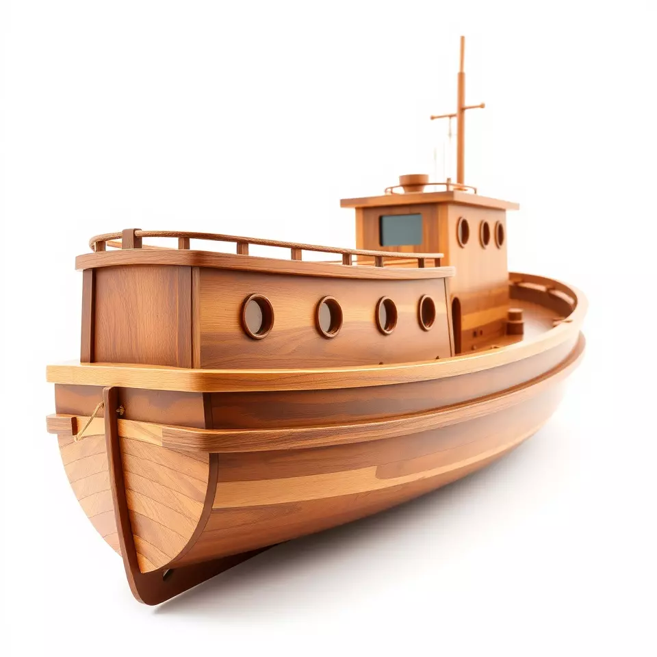 Wooden Tugboat Model Pack for Rendering and Games Low-poly 3D model_3