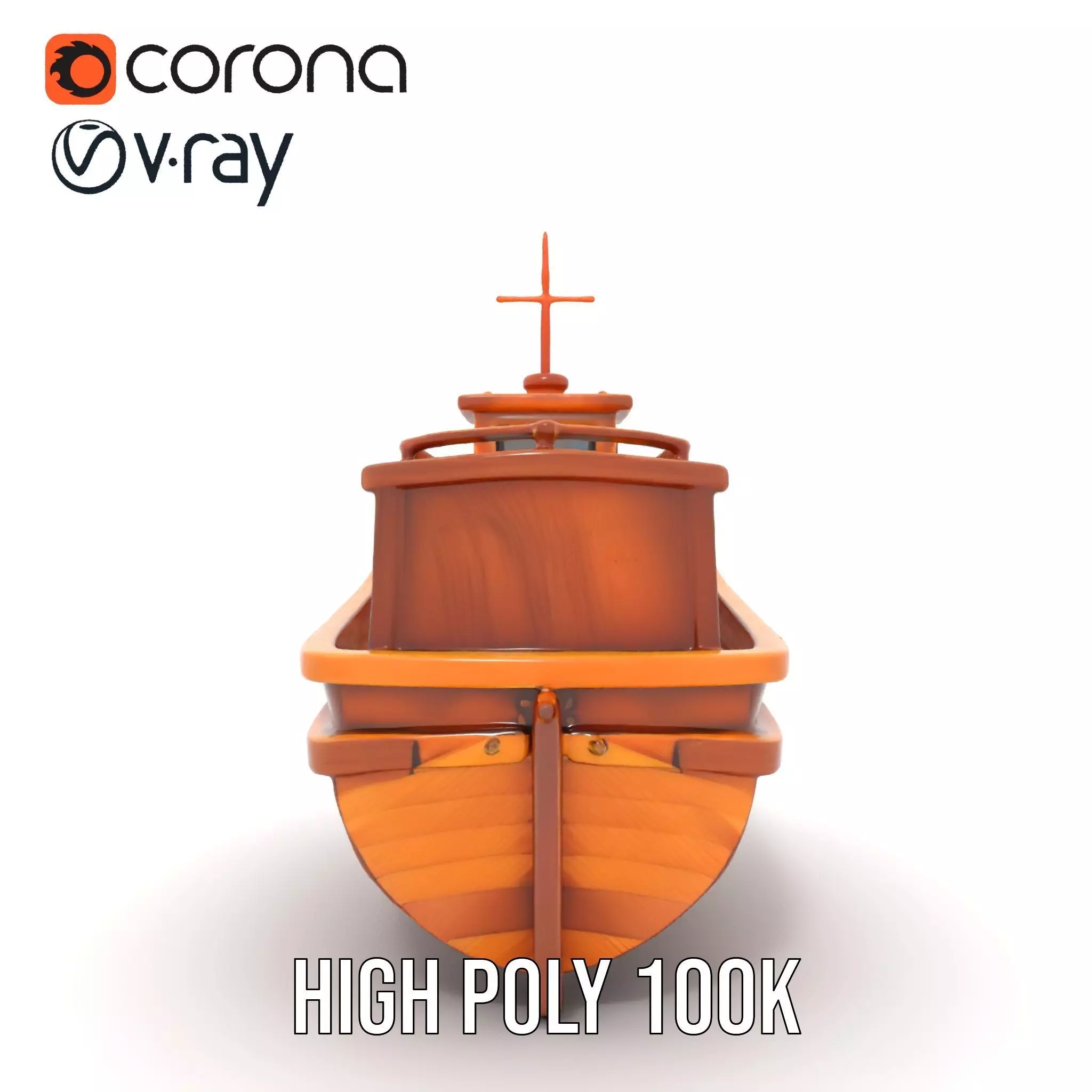 Wooden Tugboat Model Pack for Rendering and Games Low-poly 3D model_21