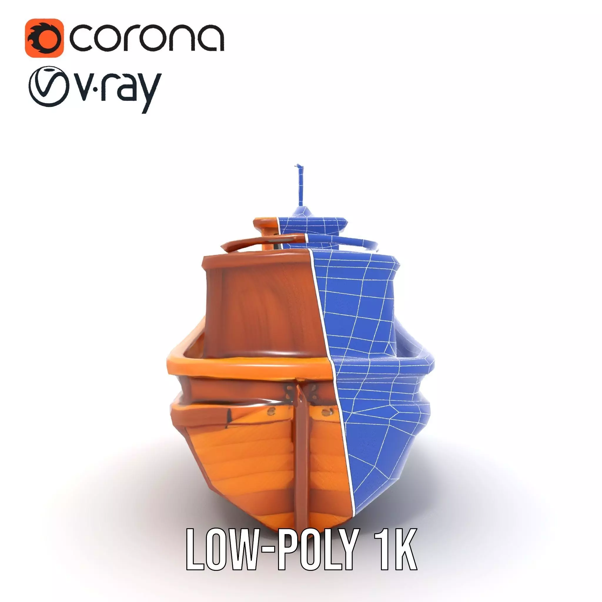 Wooden Tugboat Model Pack for Rendering and Games Low-poly 3D model_31