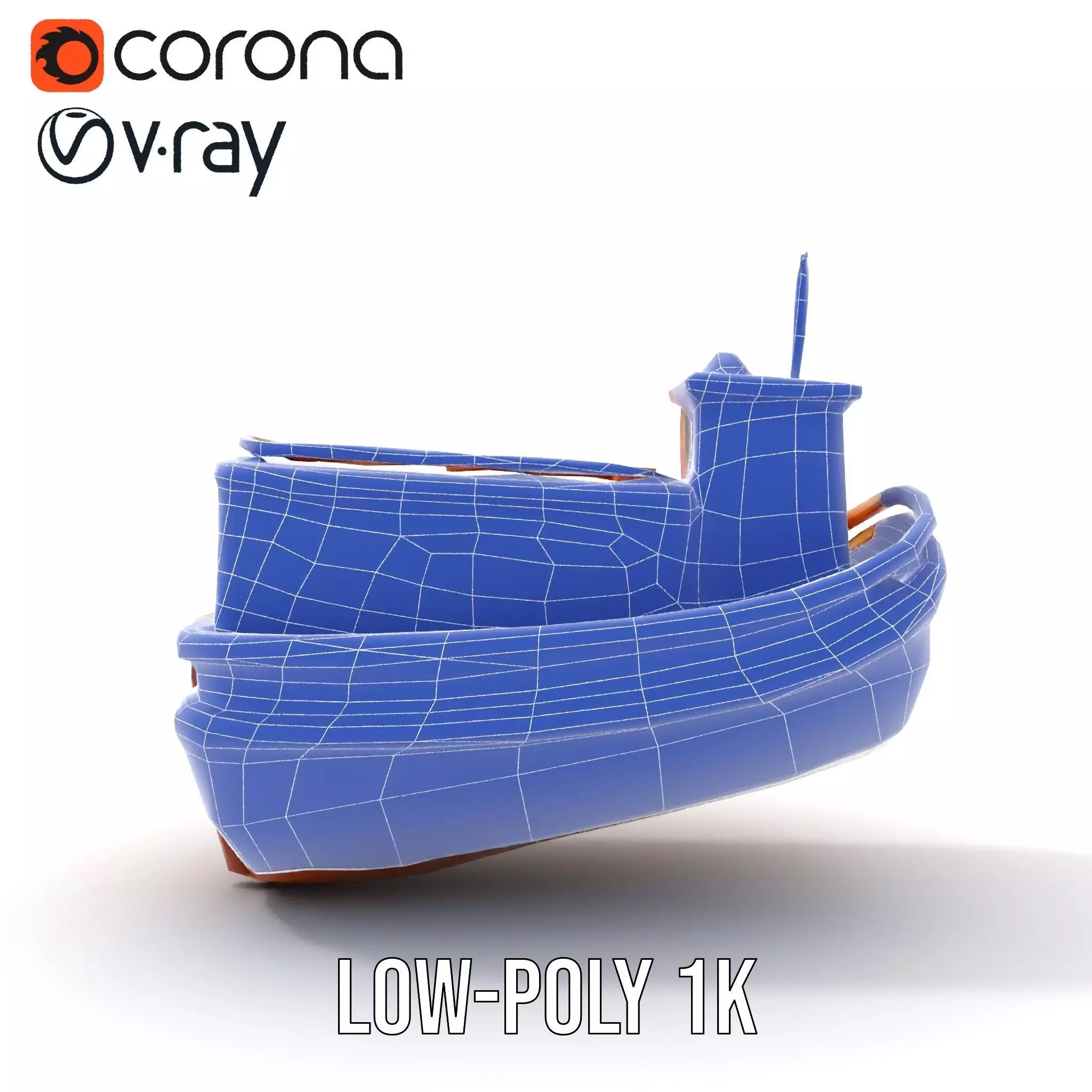 Wooden Tugboat Model Pack for Rendering and Games Low-poly 3D model_13