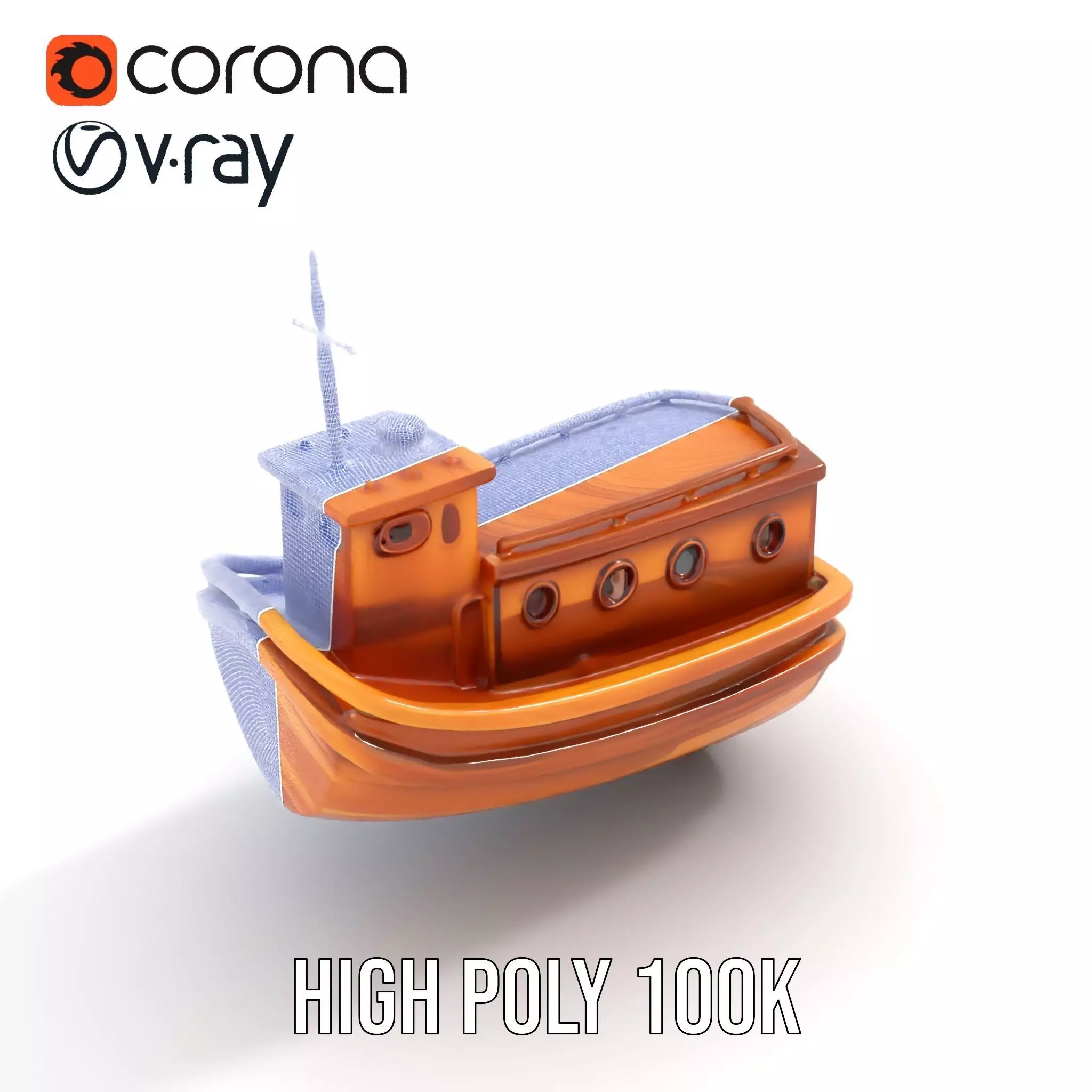 Wooden Tugboat Model Pack for Rendering and Games Low-poly 3D model_33