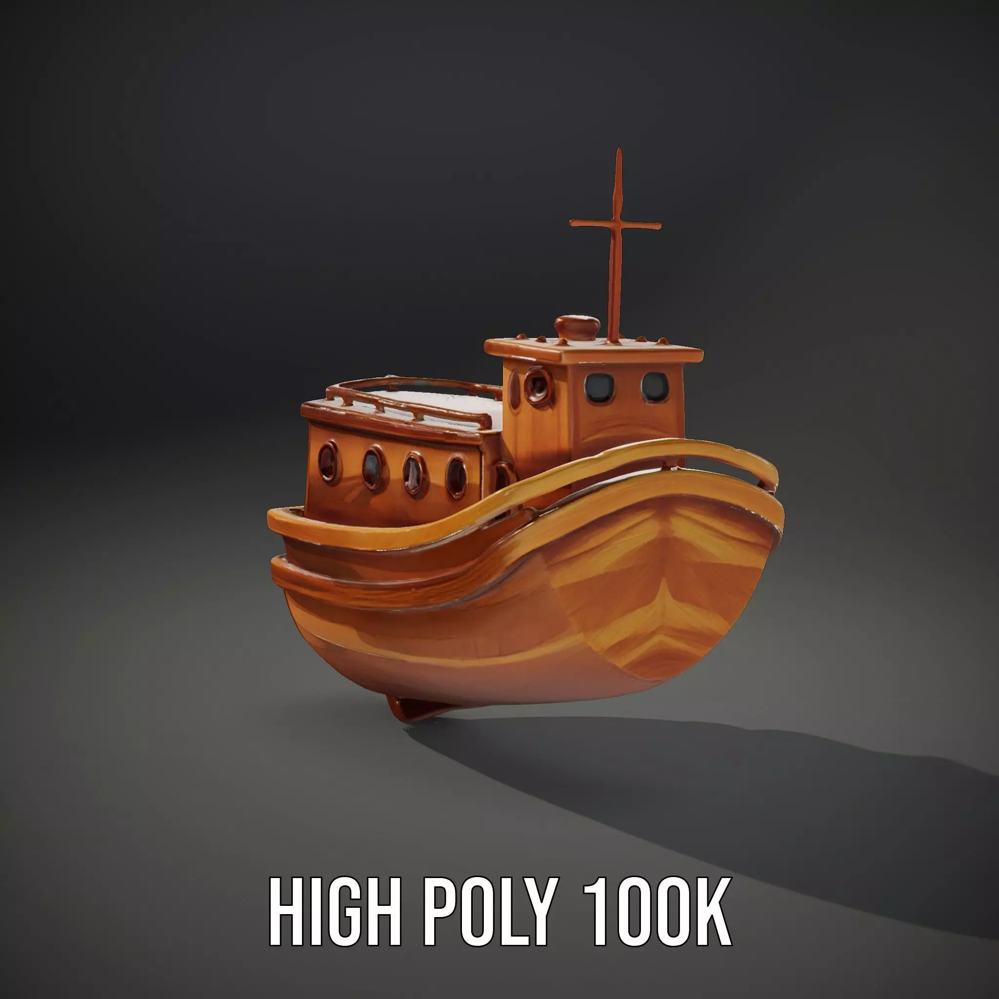 Wooden Tugboat Model Pack for Rendering and Games Low-poly 3D model_11