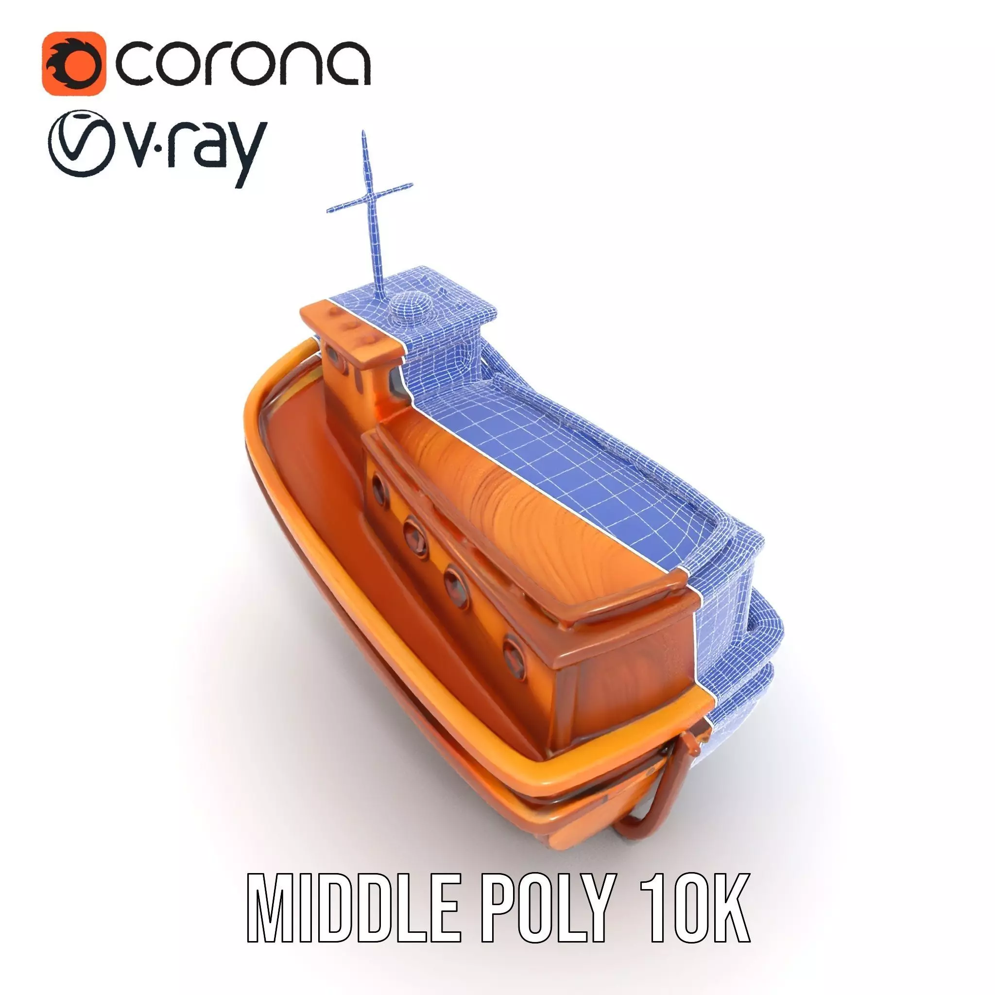 Wooden Tugboat Model Pack for Rendering and Games Low-poly 3D model_19