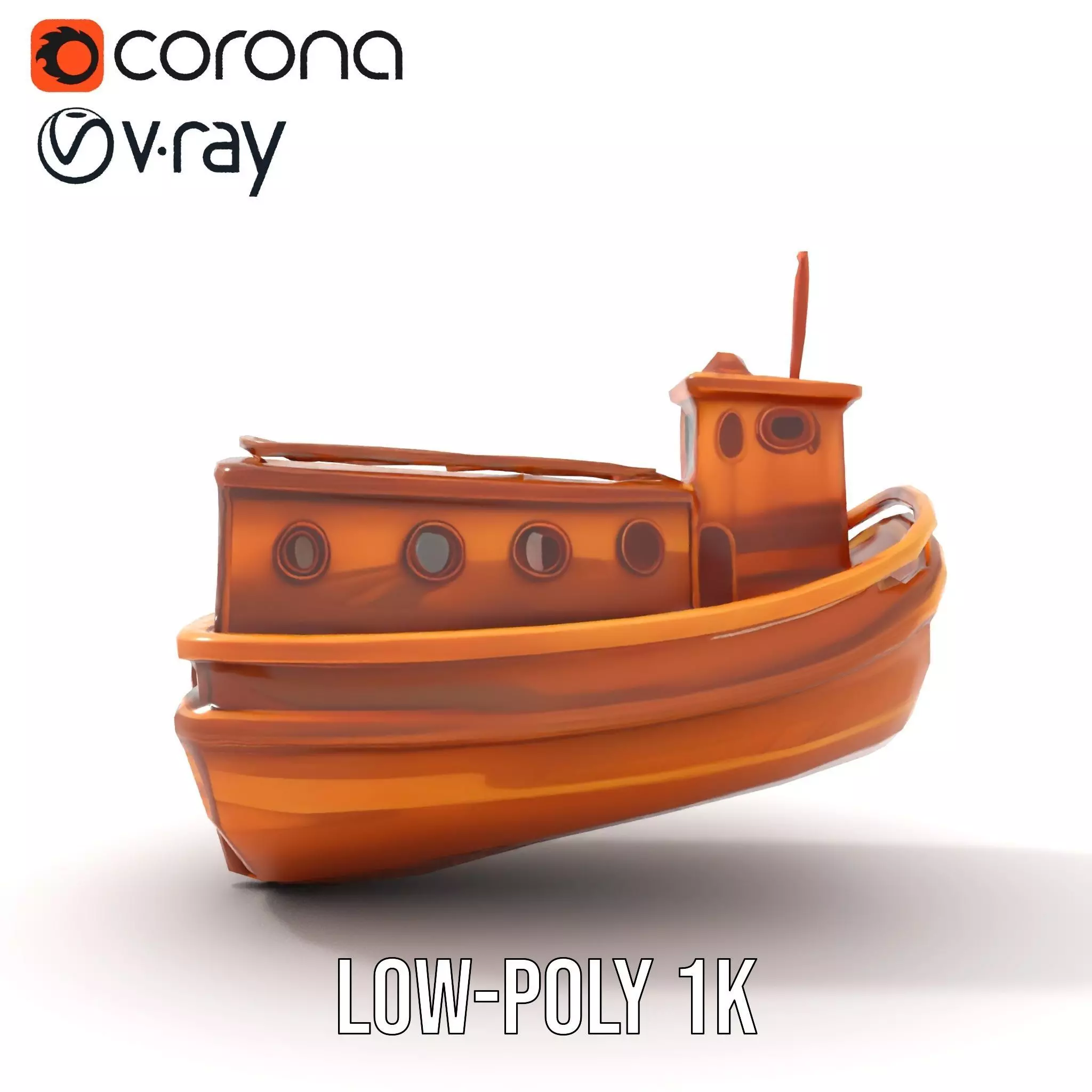 Wooden Tugboat Model Pack for Rendering and Games Low-poly 3D model_26