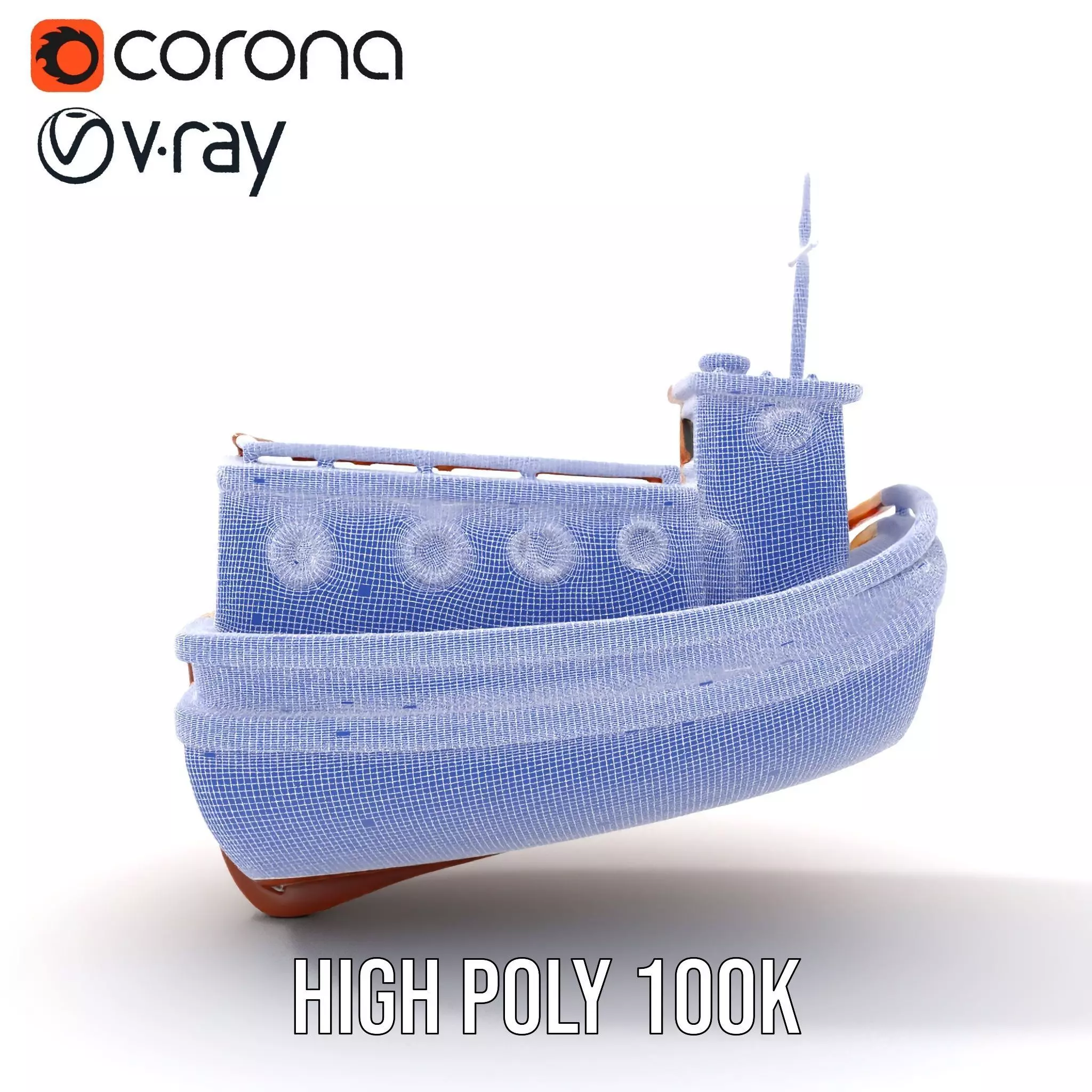 Wooden Tugboat Model Pack for Rendering and Games Low-poly 3D model_35