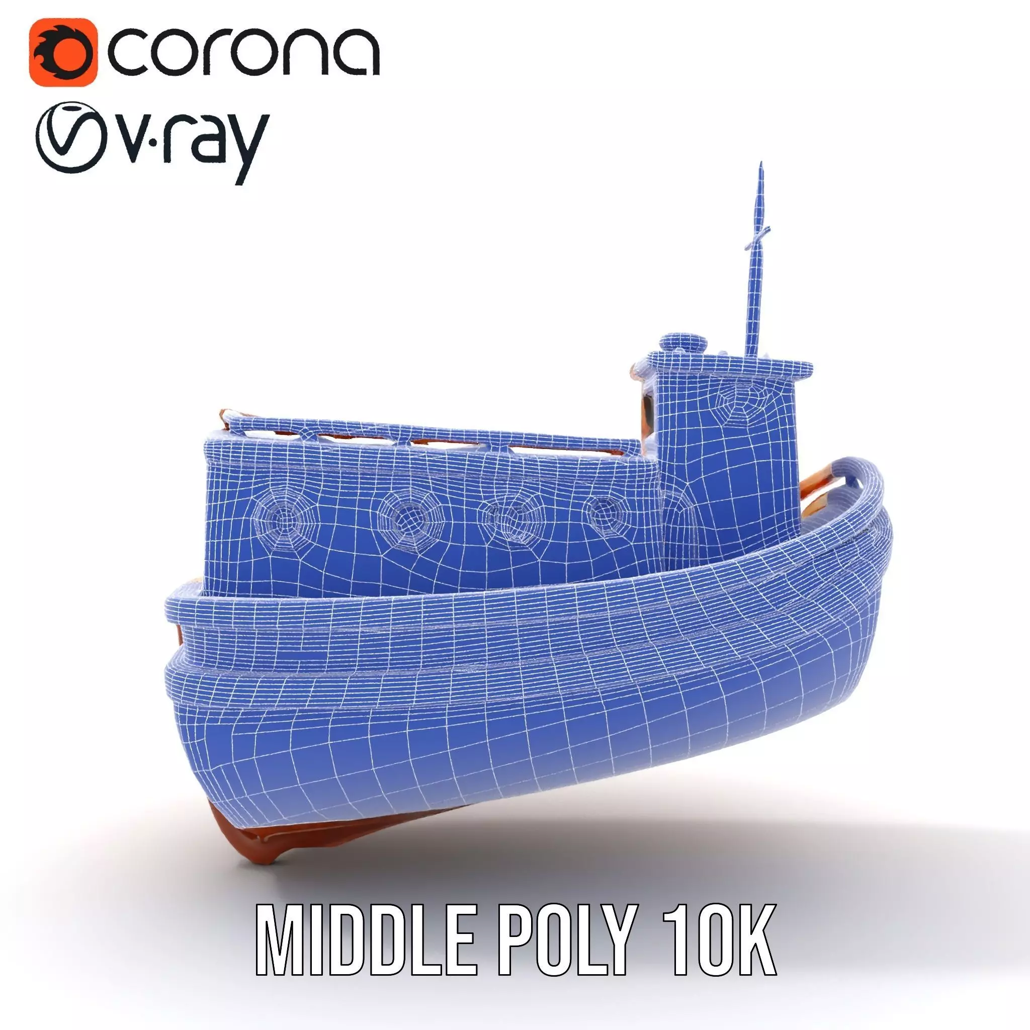 Wooden Tugboat Model Pack for Rendering and Games Low-poly 3D model_28