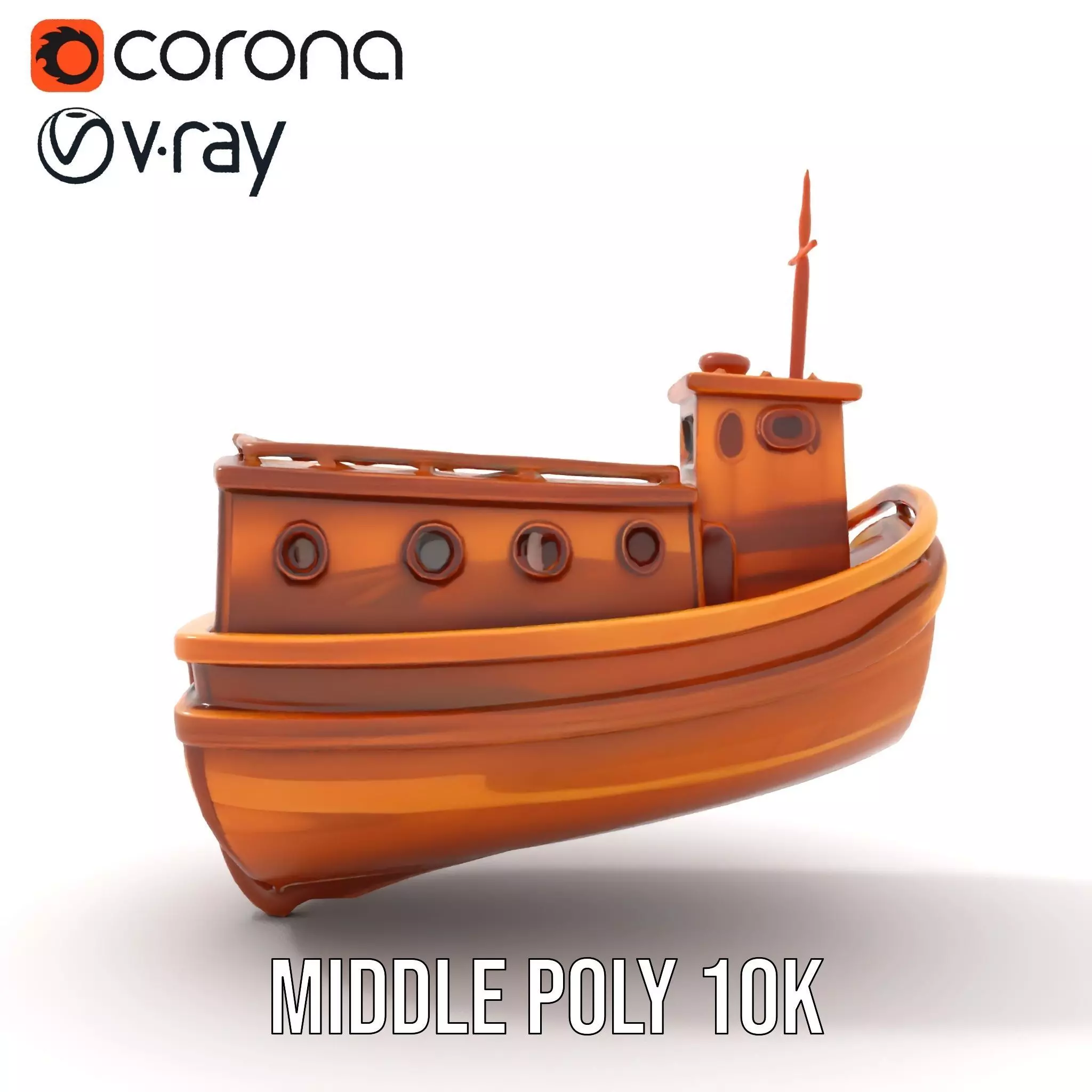 Wooden Tugboat Model Pack for Rendering and Games Low-poly 3D model_7