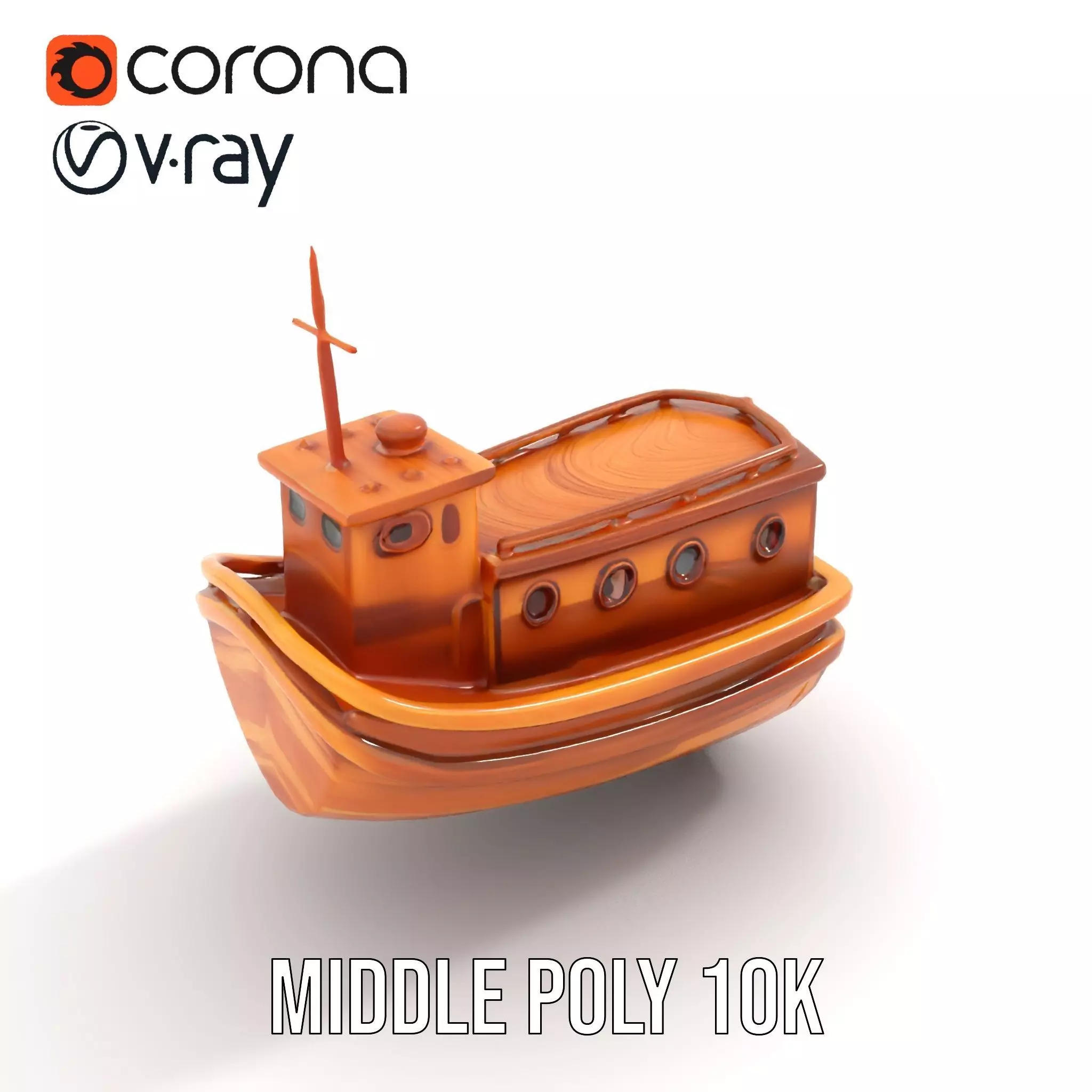 Wooden Tugboat Model Pack for Rendering and Games Low-poly 3D model_16