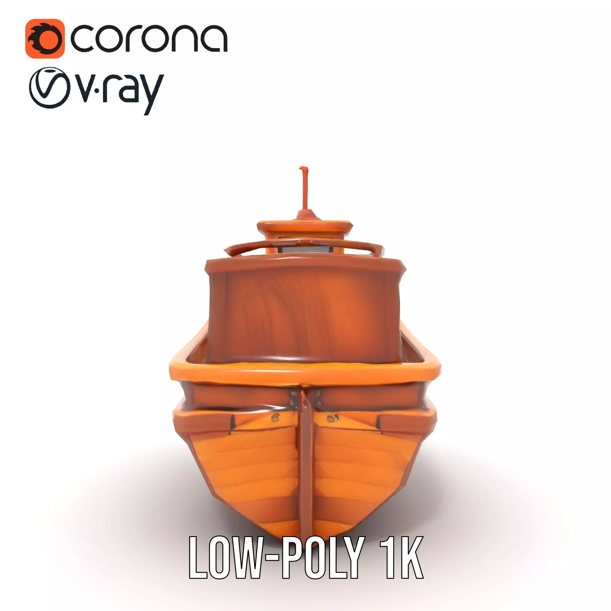 Wooden Tugboat Model Pack for Rendering and Games Low-poly 3D model_10