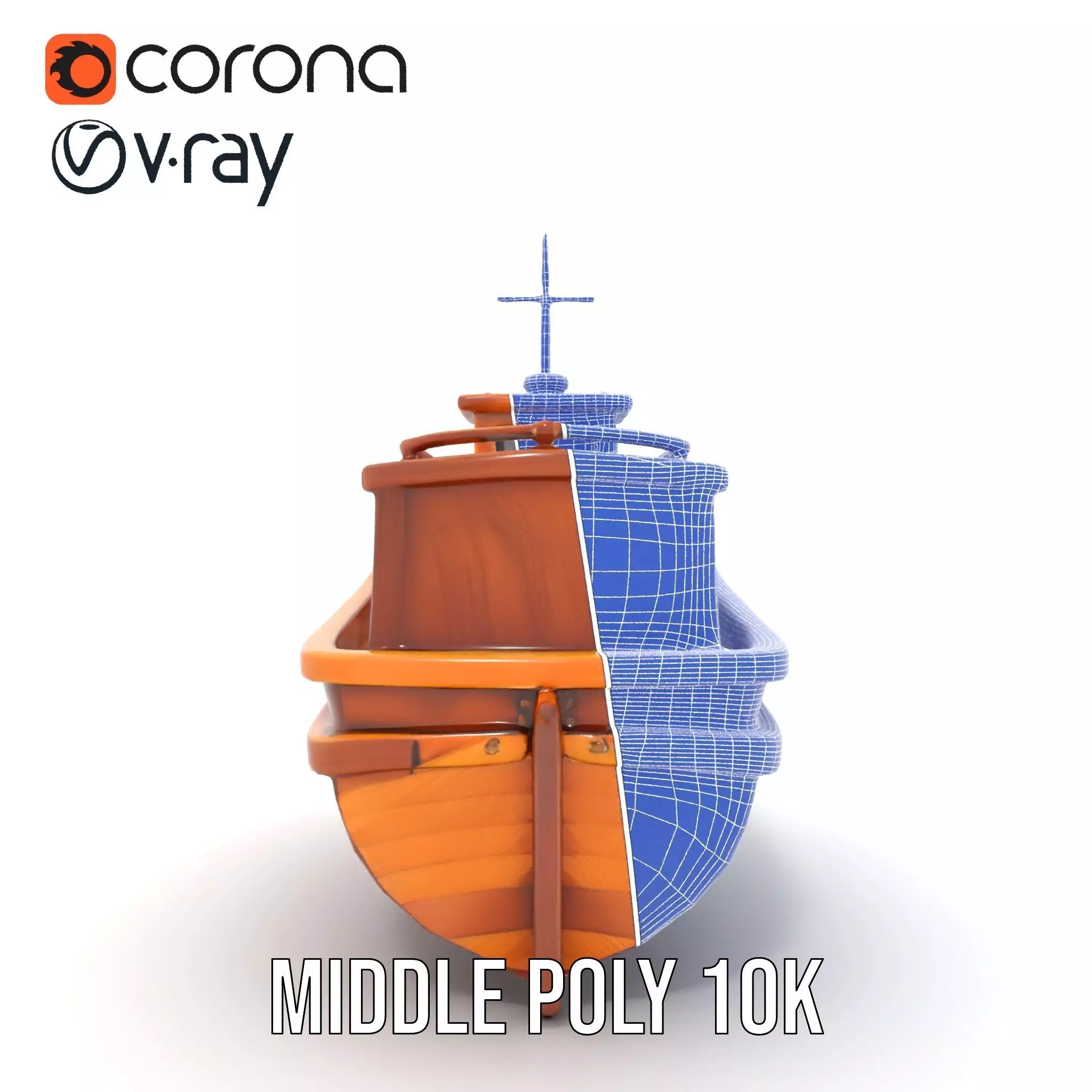 Wooden Tugboat Model Pack for Rendering and Games Low-poly 3D model_30
