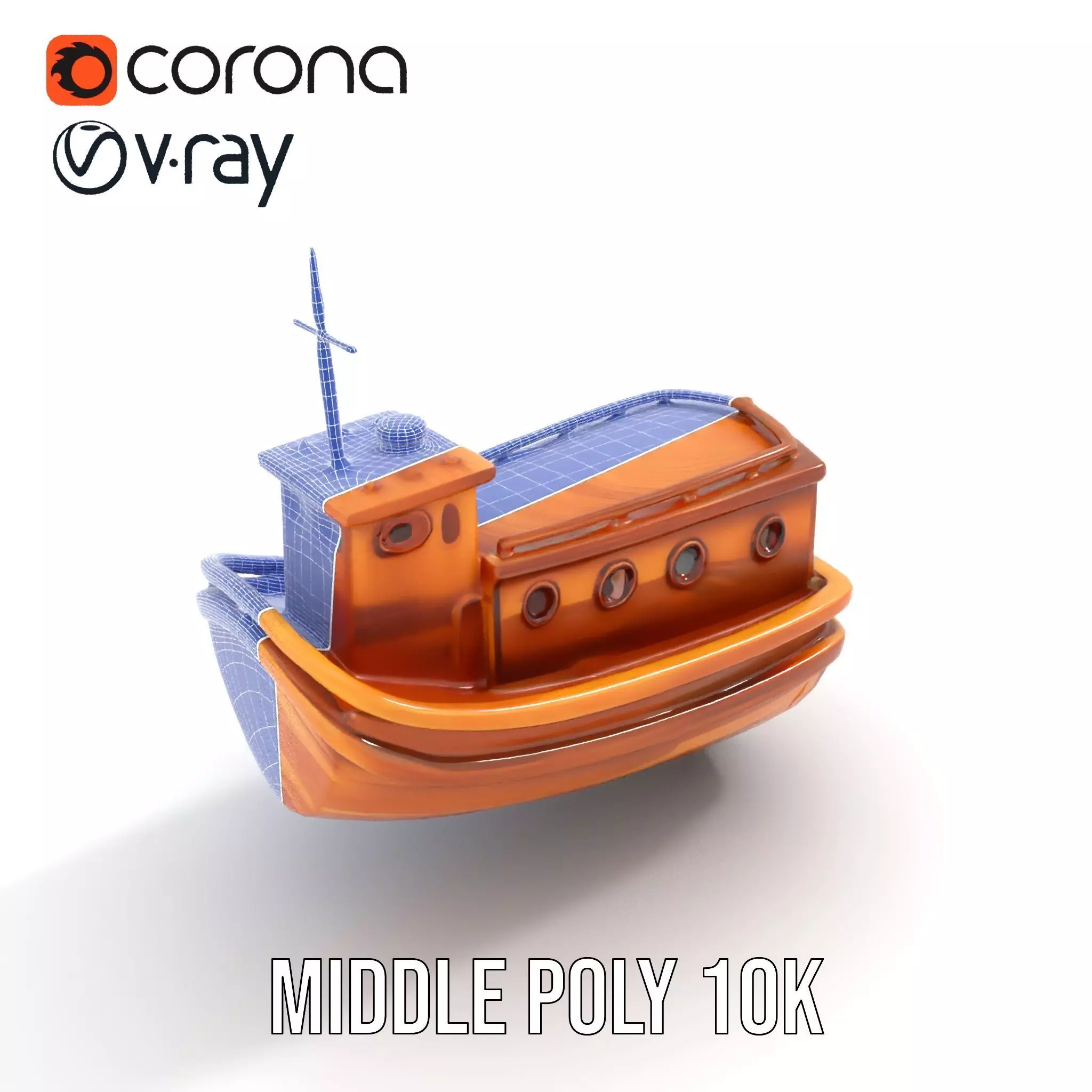 Wooden Tugboat Model Pack for Rendering and Games Low-poly 3D model_25