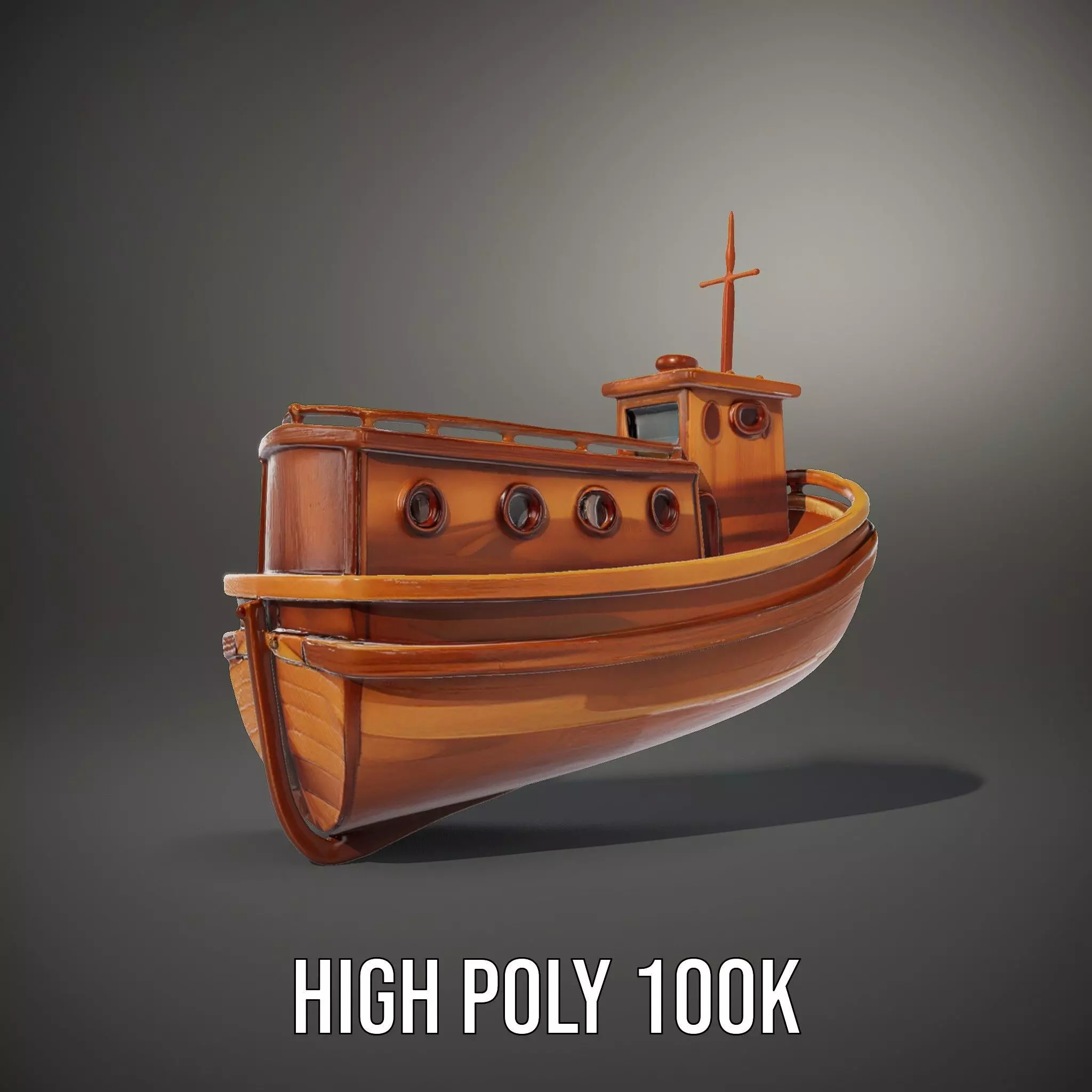 Wooden Tugboat Model Pack for Rendering and Games Low-poly 3D model_9