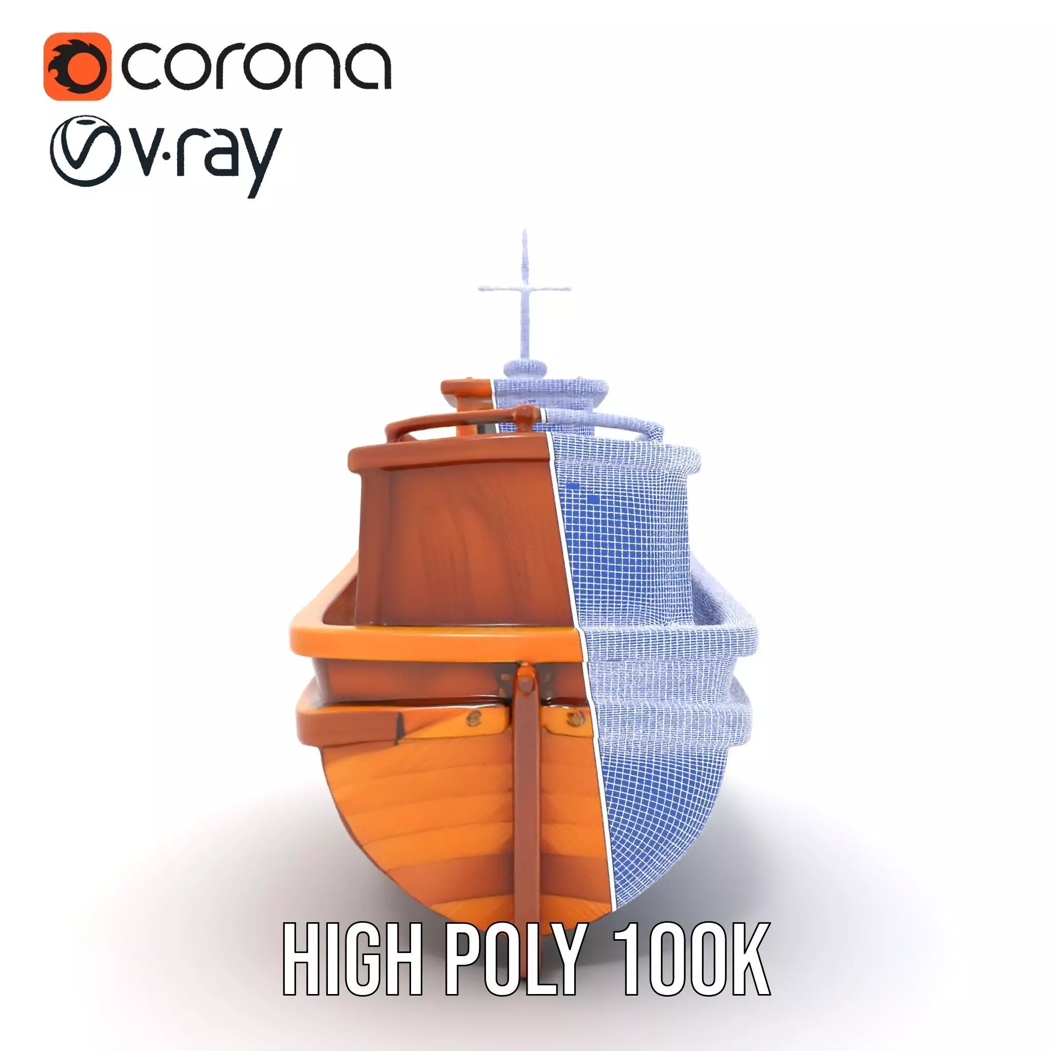 Wooden Tugboat Model Pack for Rendering and Games Low-poly 3D model_34