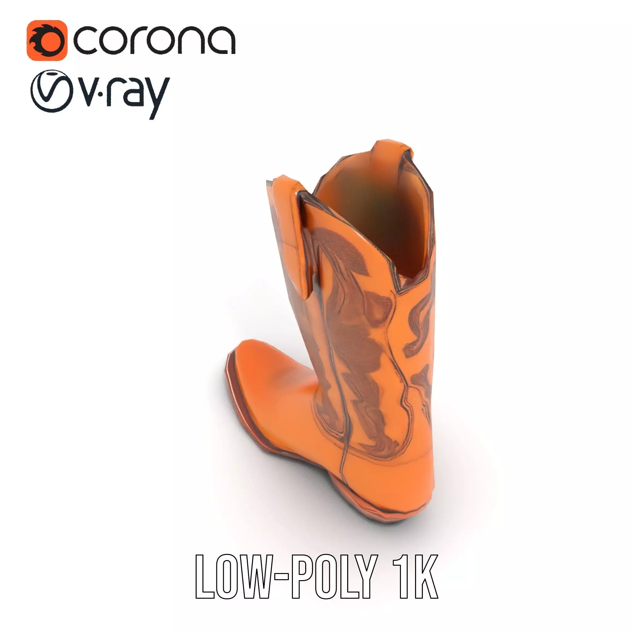 Western Cowboy Boot Model Pack Low-poly 3D model_18