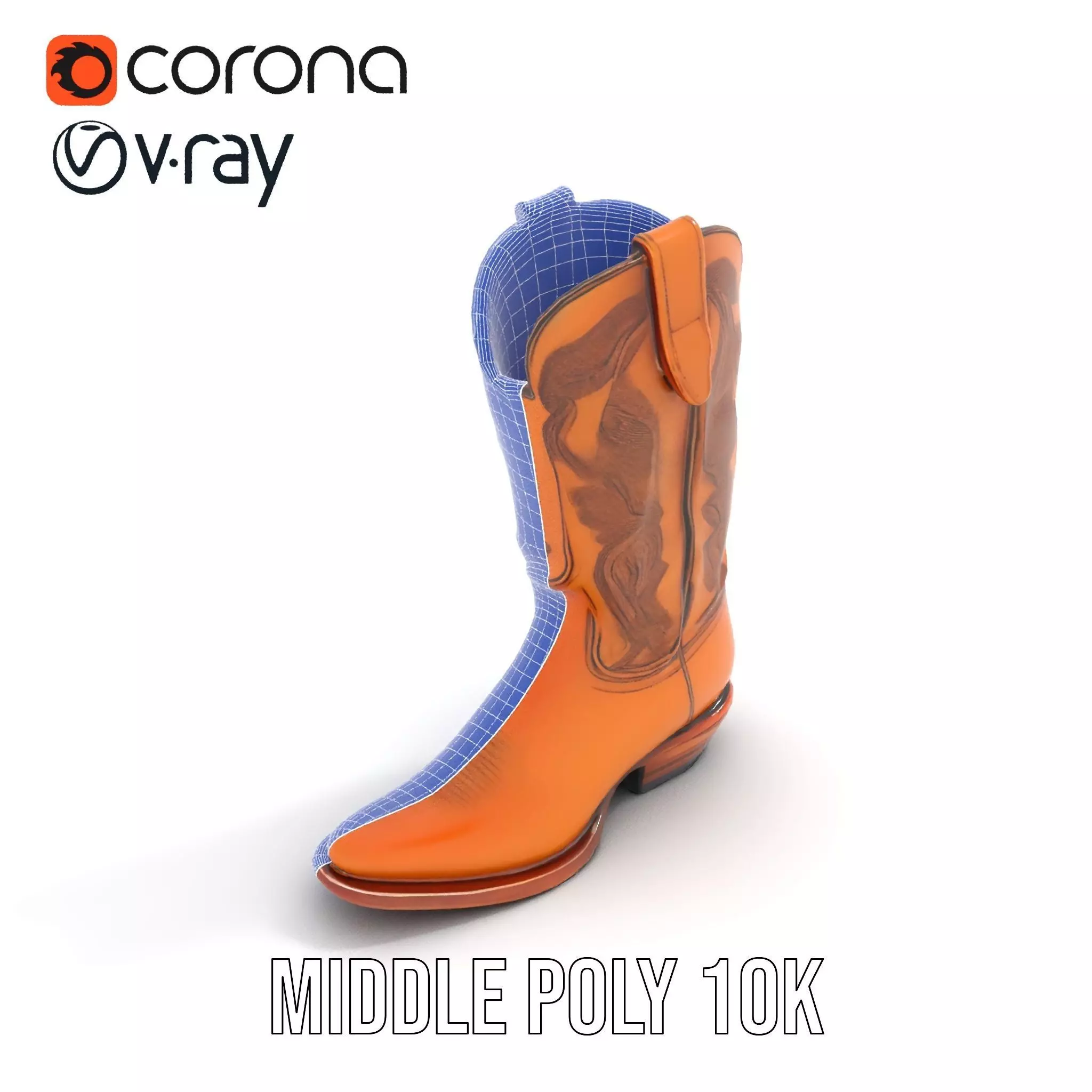 Western Cowboy Boot Model Pack Low-poly 3D model_20