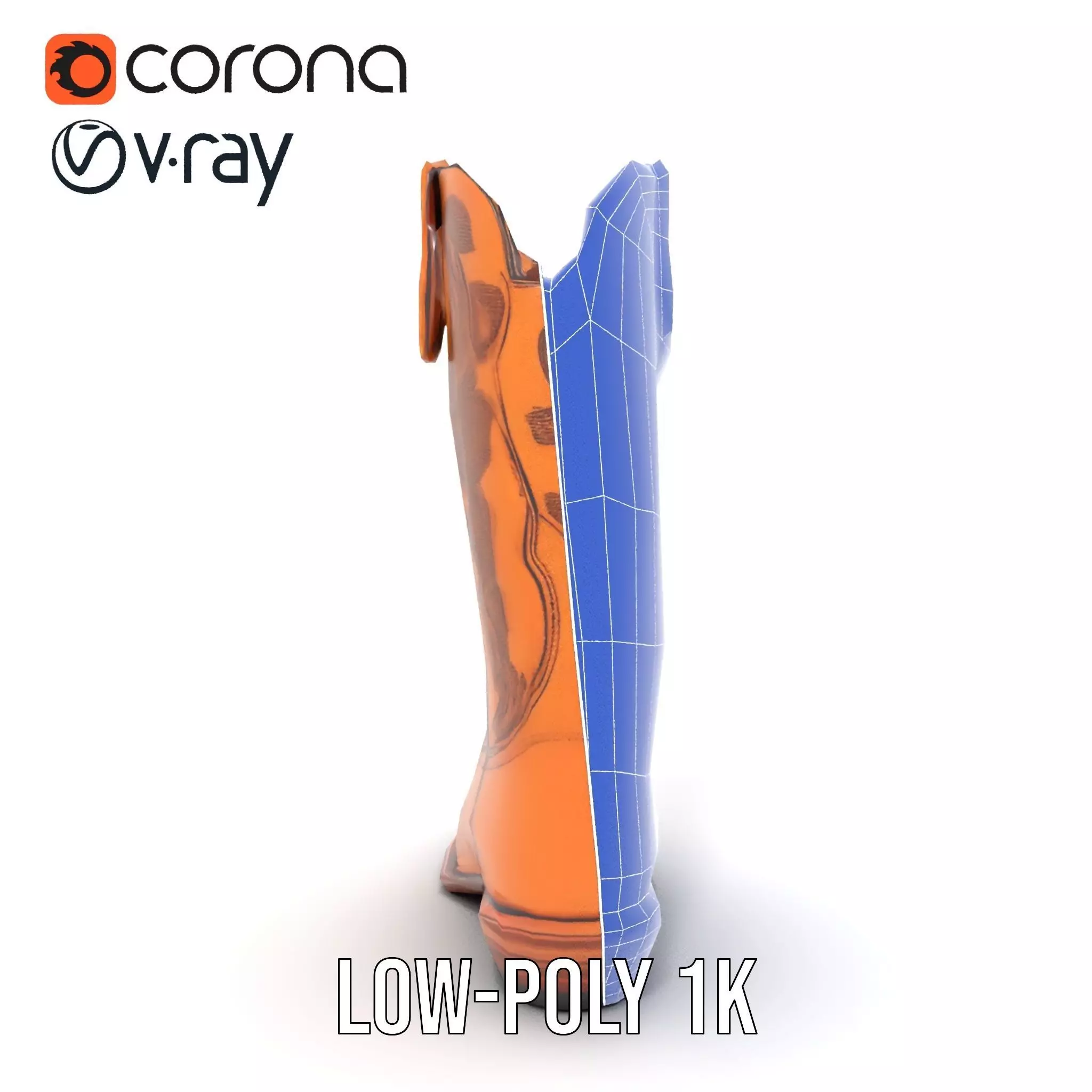 Western Cowboy Boot Model Pack Low-poly 3D model_32