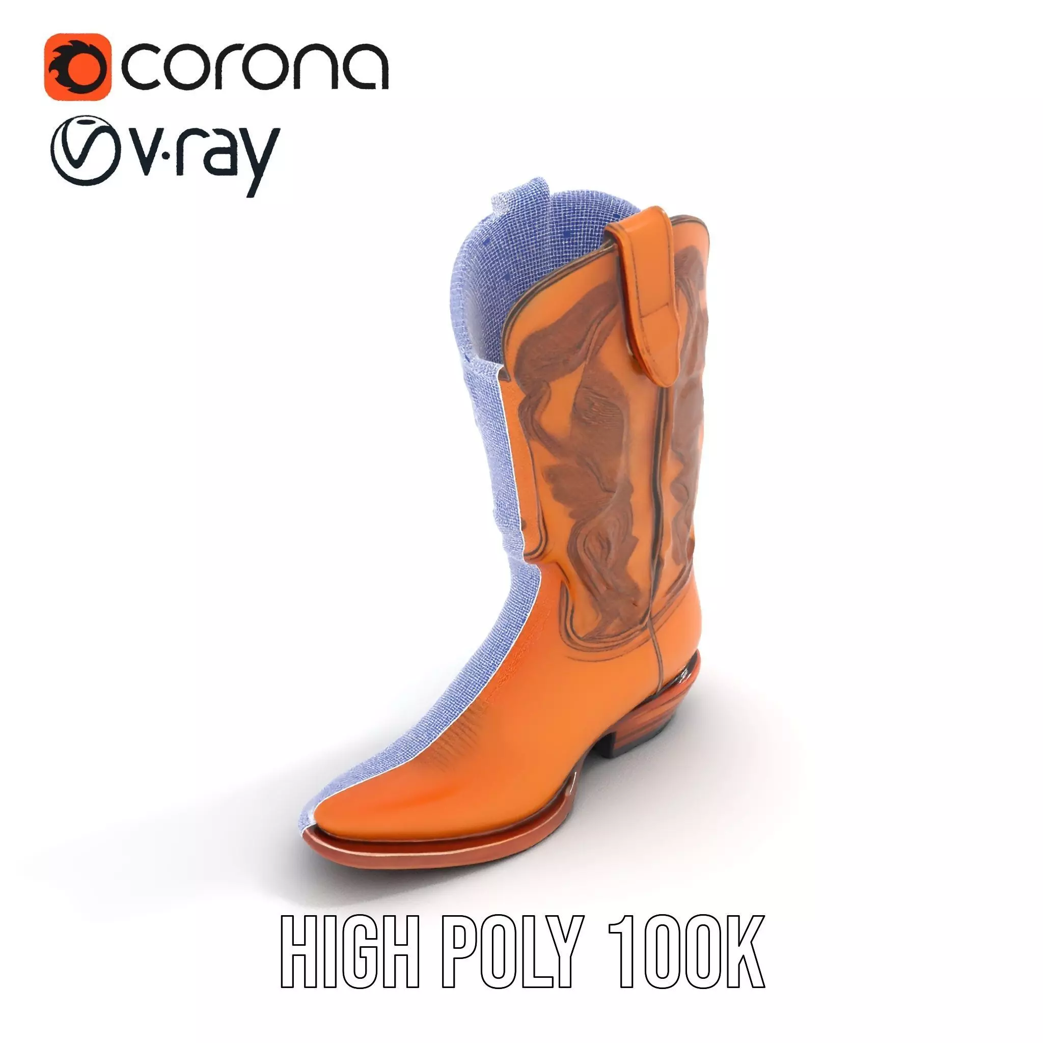 Western Cowboy Boot Model Pack Low-poly 3D model_25