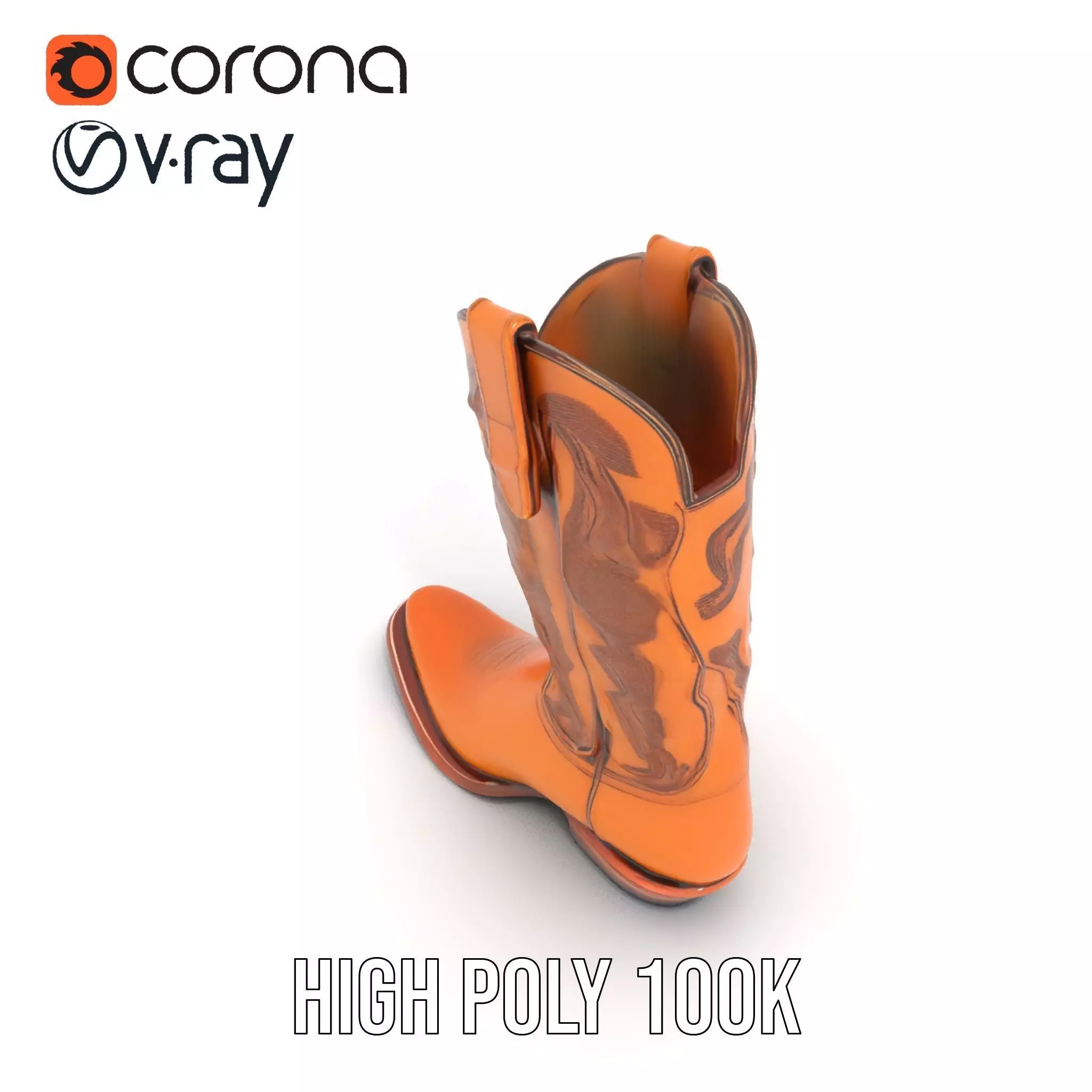 Western Cowboy Boot Model Pack Low-poly 3D model_19