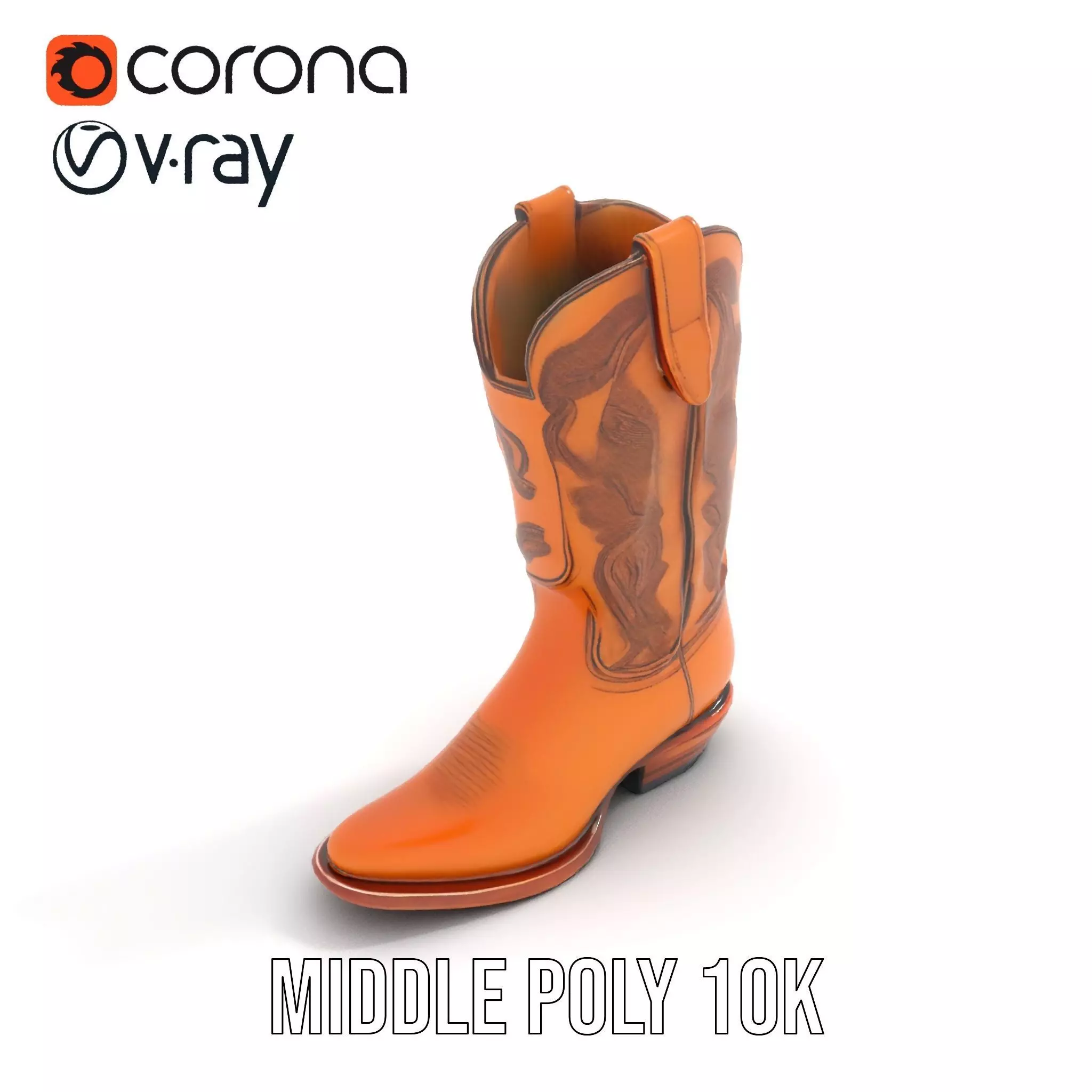 Western Cowboy Boot Model Pack Low-poly 3D model_7