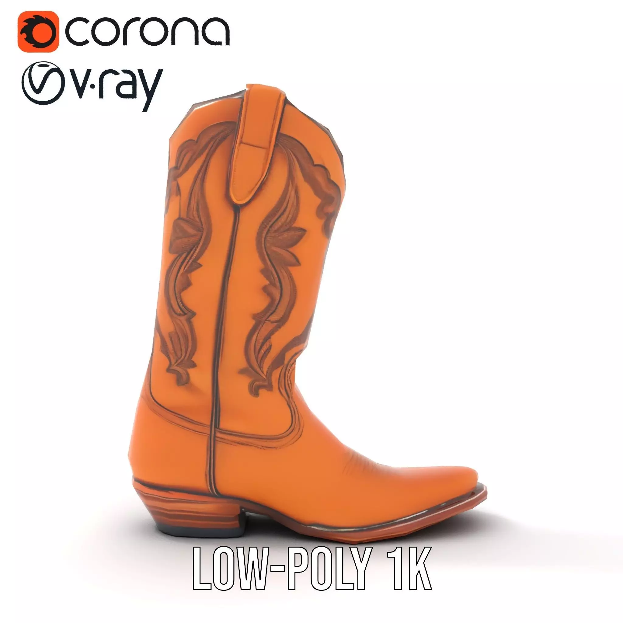 Western Cowboy Boot Model Pack Low-poly 3D model_13