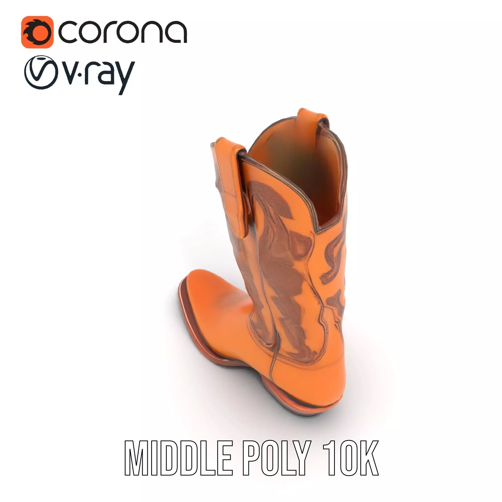 Western Cowboy Boot Model Pack Low-poly 3D model_14