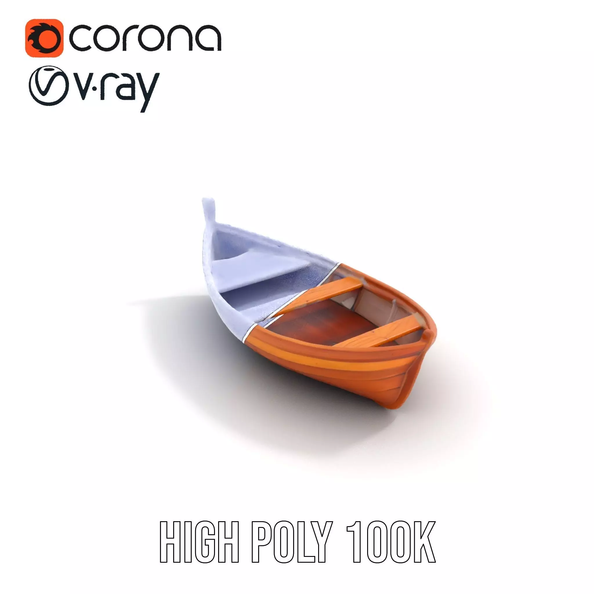 Wooden Rowboat Model Pack with Detailed Textures Low-poly 3D model_22