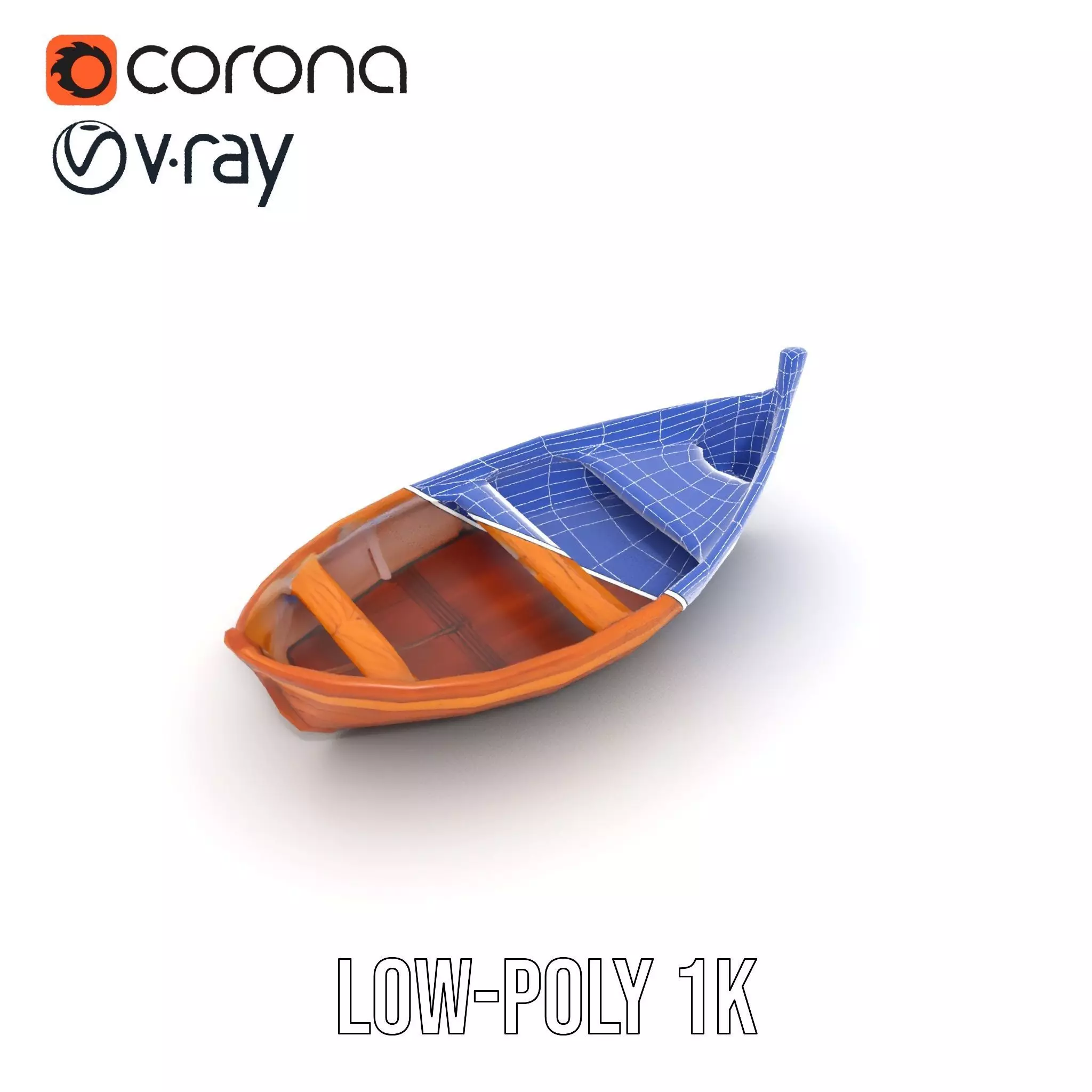 Wooden Rowboat Model Pack with Detailed Textures Low-poly 3D model_27