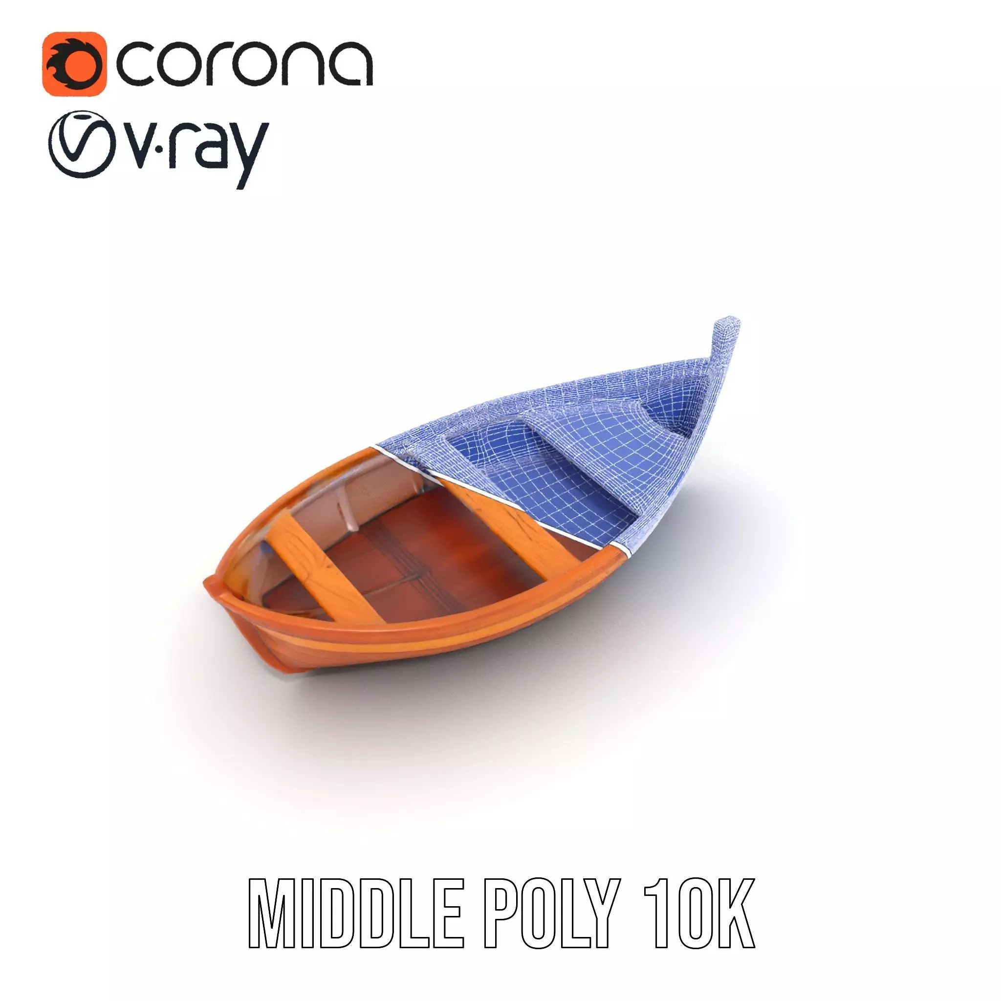 Wooden Rowboat Model Pack with Detailed Textures Low-poly 3D model_17