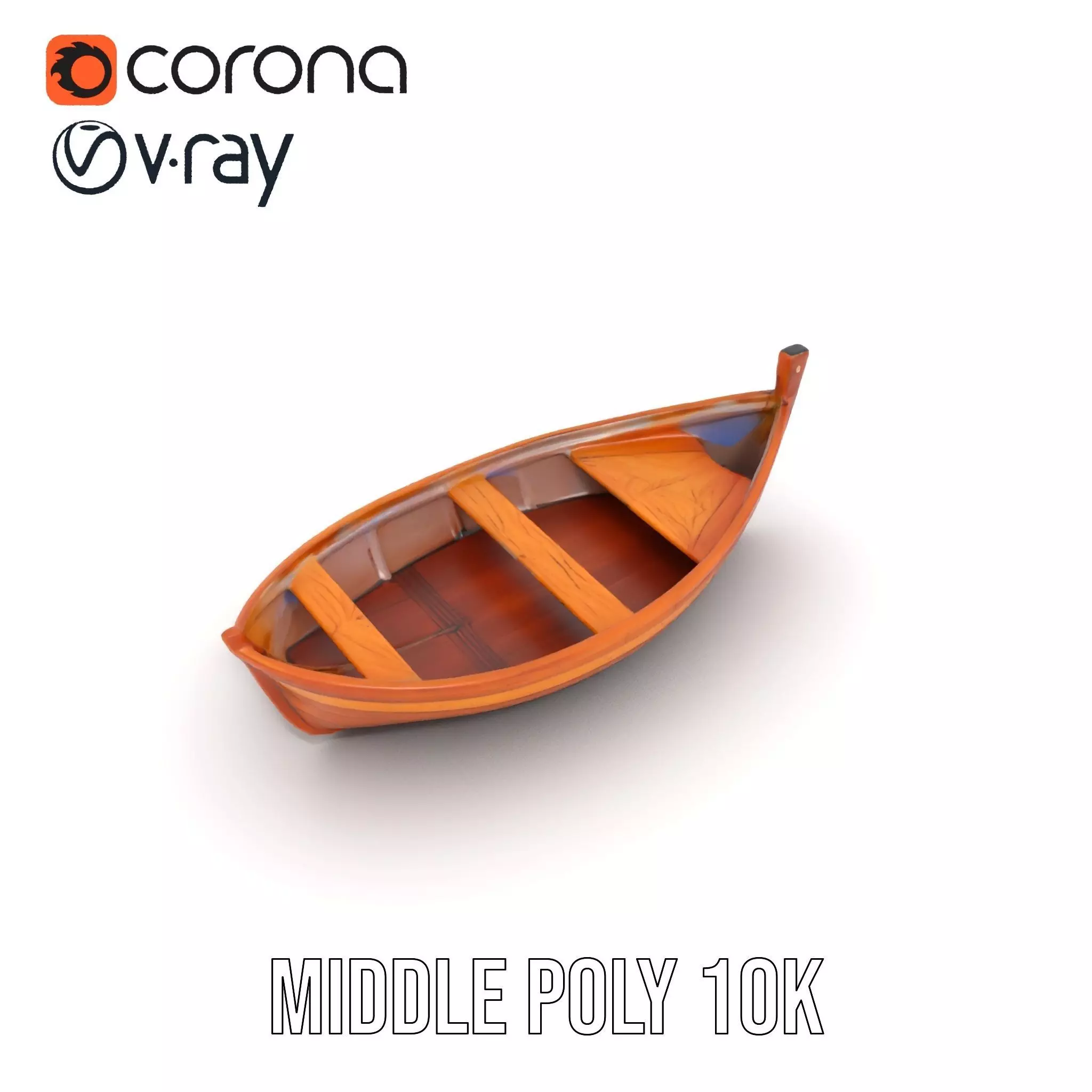 Wooden Rowboat Model Pack with Detailed Textures Low-poly 3D model_12