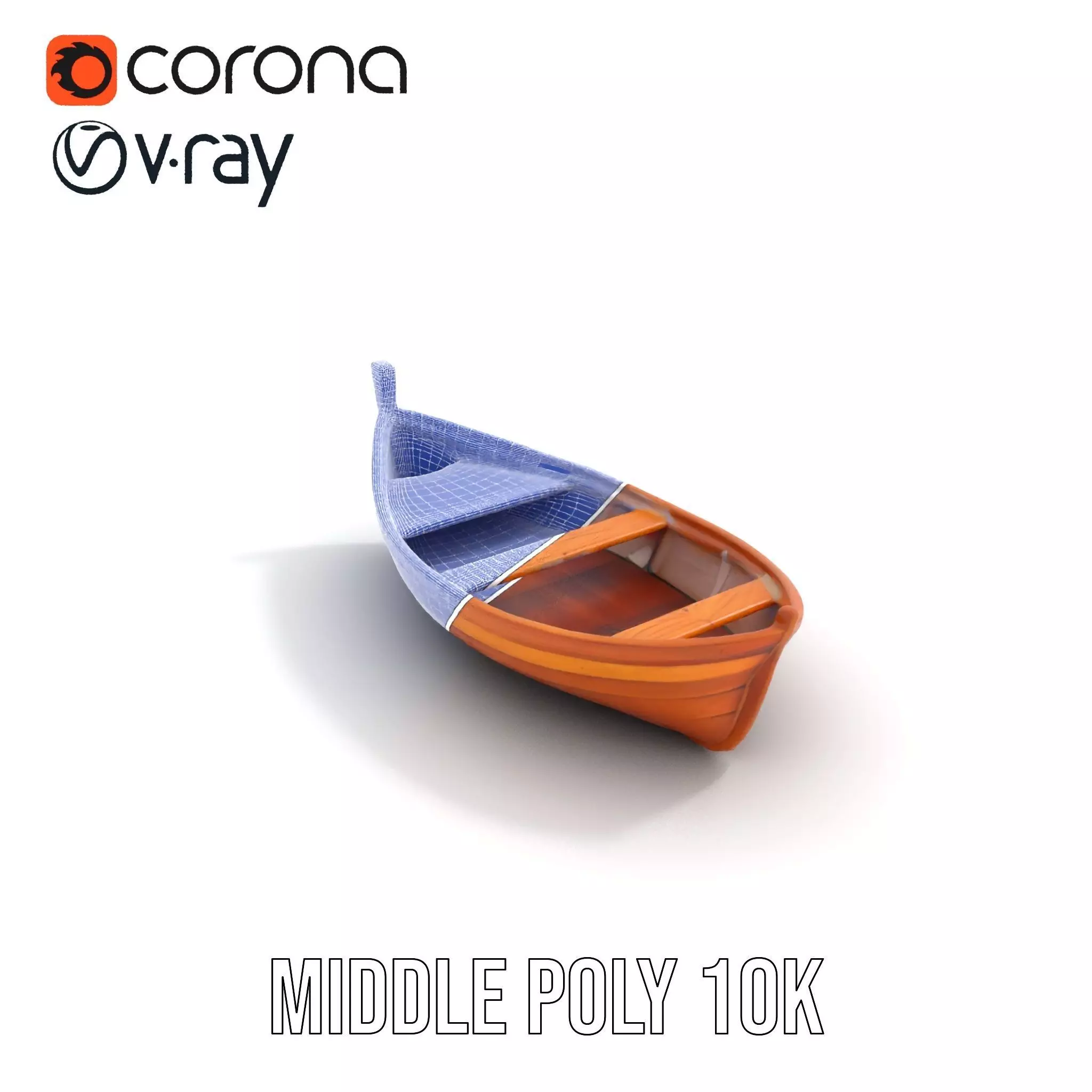 Wooden Rowboat Model Pack with Detailed Textures Low-poly 3D model_20