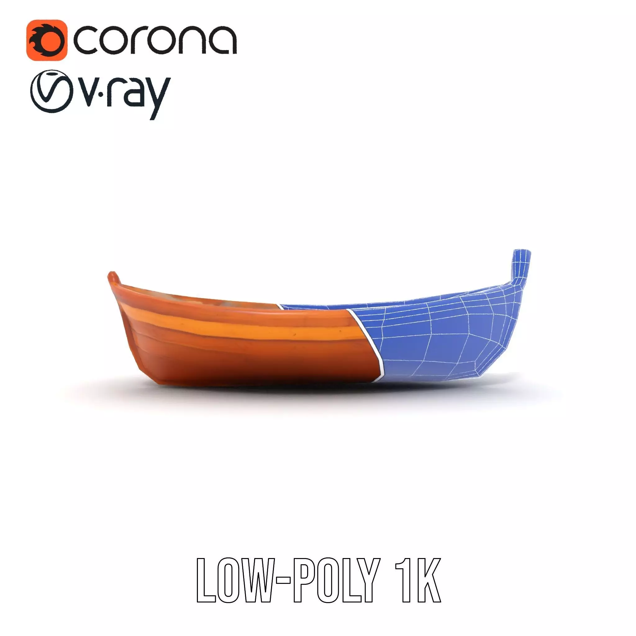 Wooden Rowboat Model Pack with Detailed Textures Low-poly 3D model_31