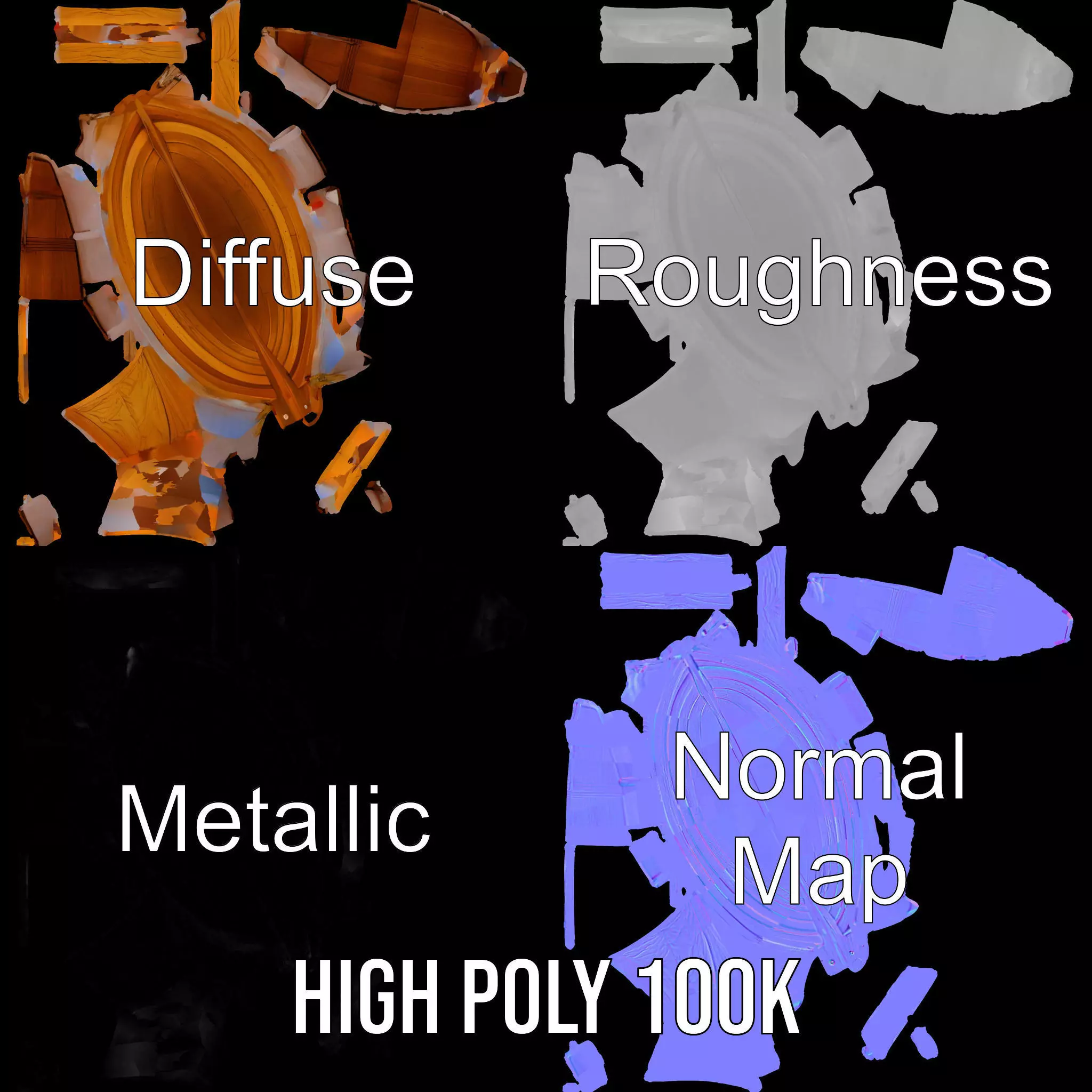 Wooden Rowboat Model Pack with Detailed Textures Low-poly 3D model_4