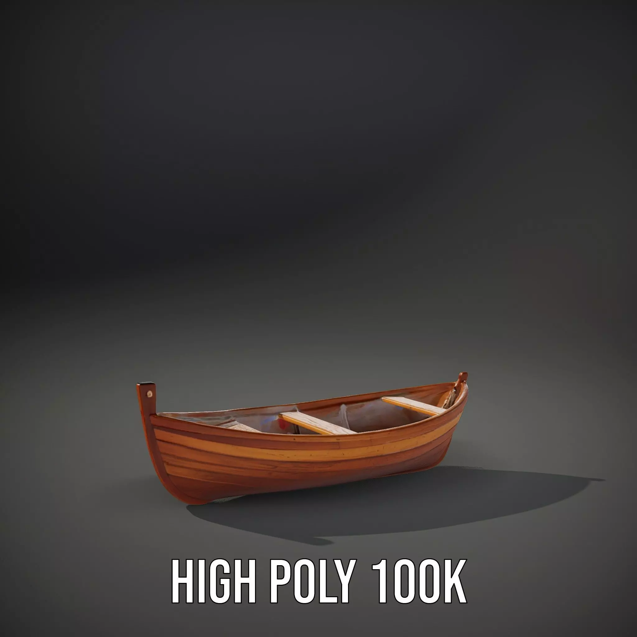Wooden Rowboat Model Pack with Detailed Textures Low-poly 3D model_9