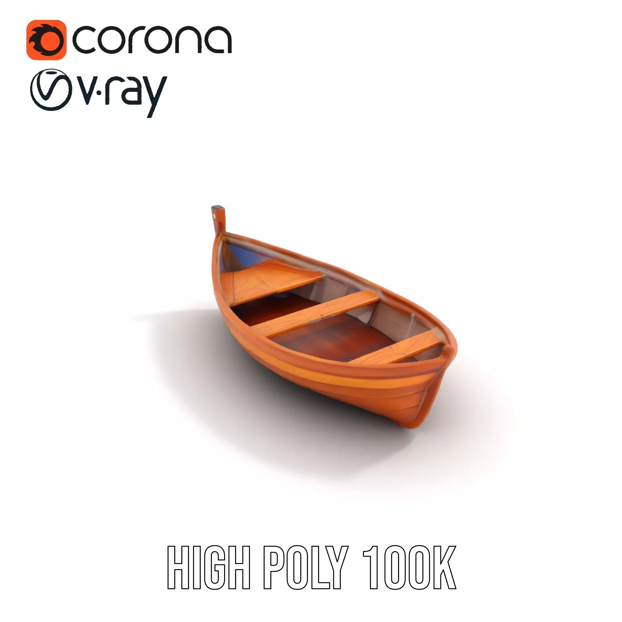 Wooden Rowboat Model Pack with Detailed Textures Low-poly 3D model_16