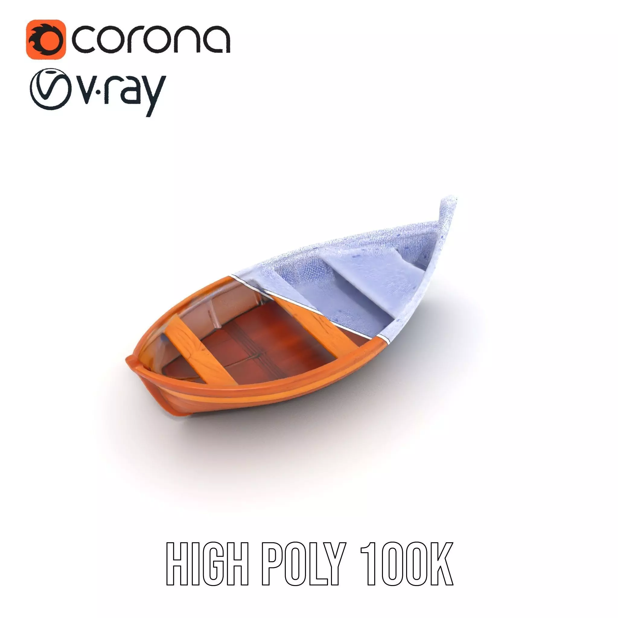 Wooden Rowboat Model Pack with Detailed Textures Low-poly 3D model_19