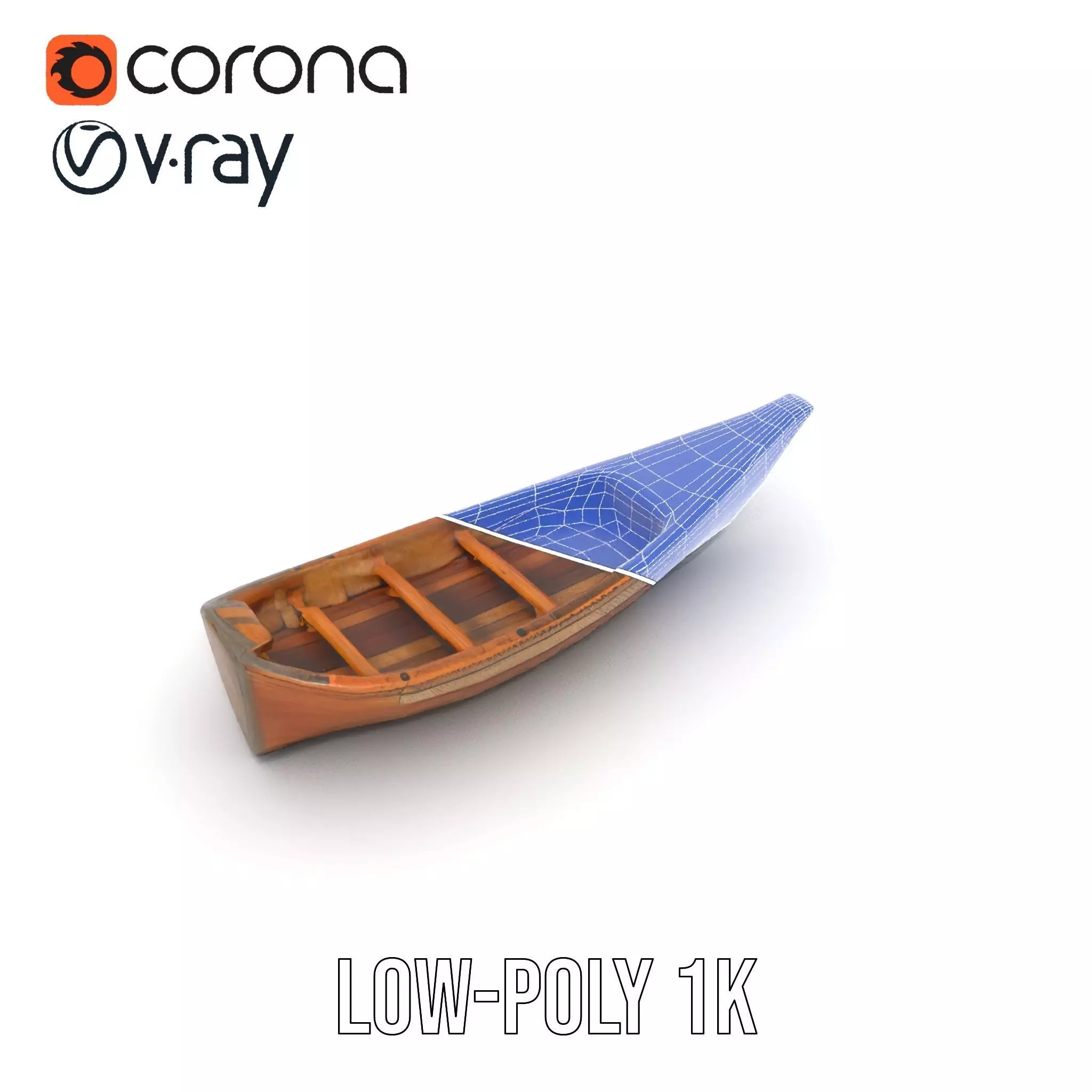 Wooden Rowboat Model Pack with Detailed Texturing Low-poly 3D model_29