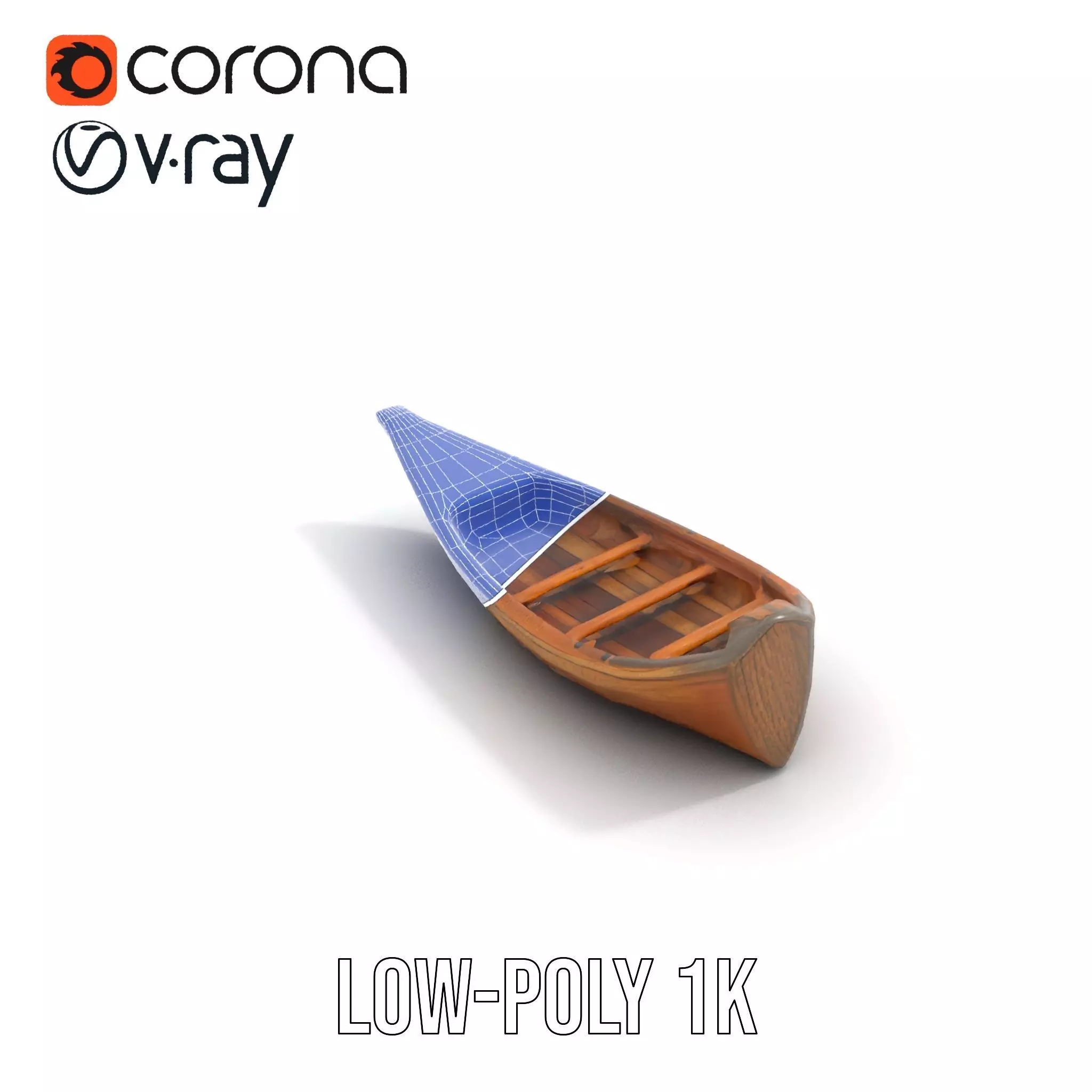 Wooden Rowboat Model Pack with Detailed Texturing Low-poly 3D model_23