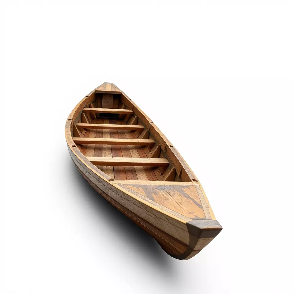 Wooden Rowboat Model Pack with Detailed Texturing Low-poly 3D model_3