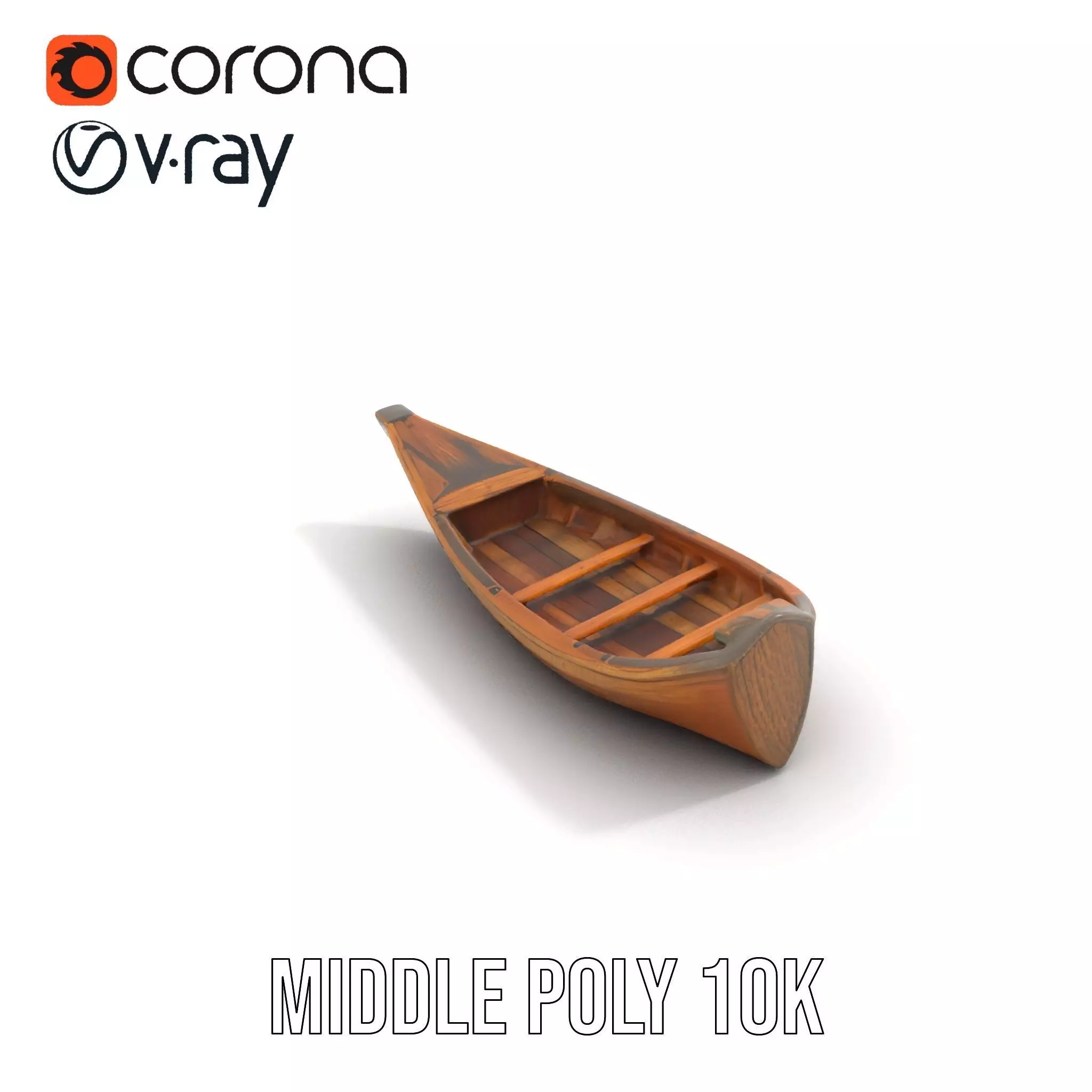 Wooden Rowboat Model Pack with Detailed Texturing Low-poly 3D model_11
