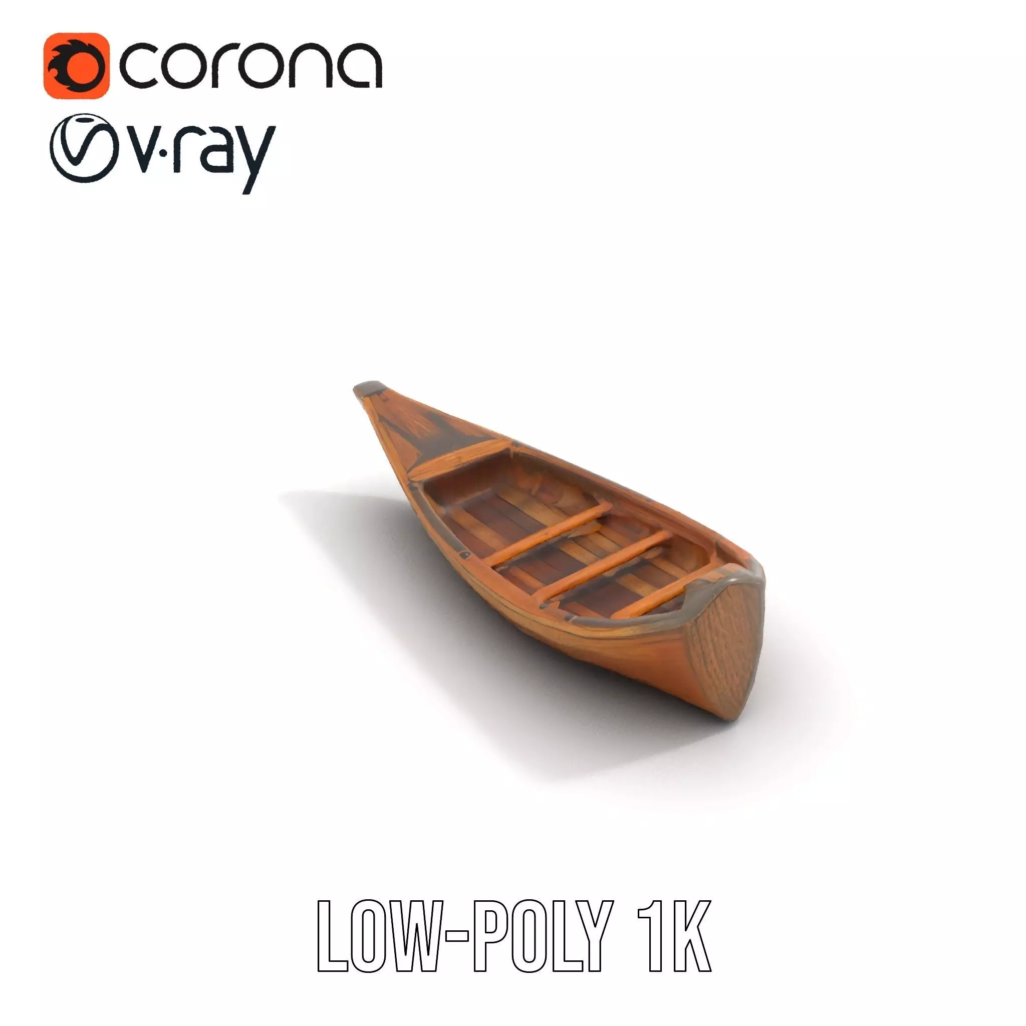 Wooden Rowboat Model Pack with Detailed Texturing Low-poly 3D model_14