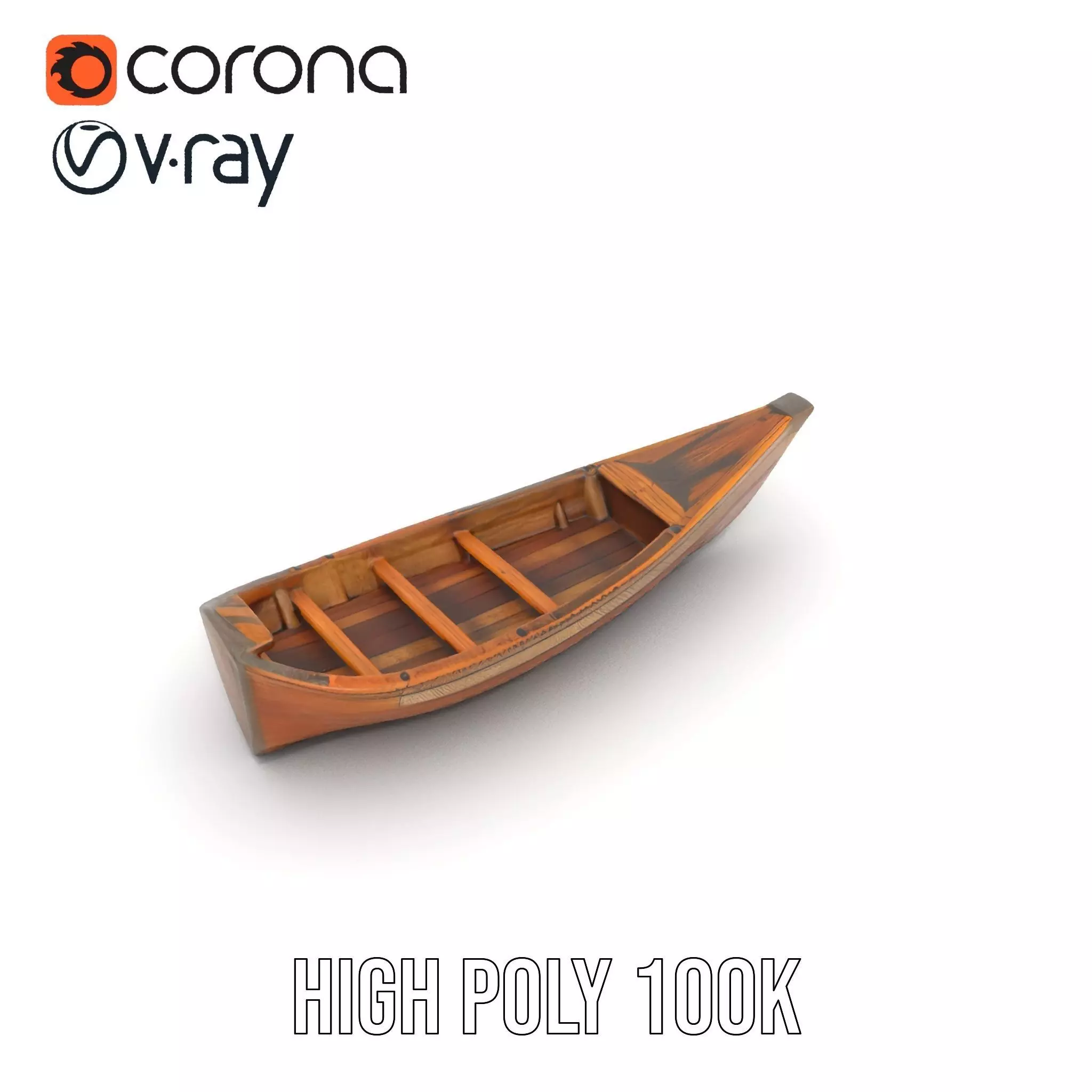 Wooden Rowboat Model Pack with Detailed Texturing Low-poly 3D model_21