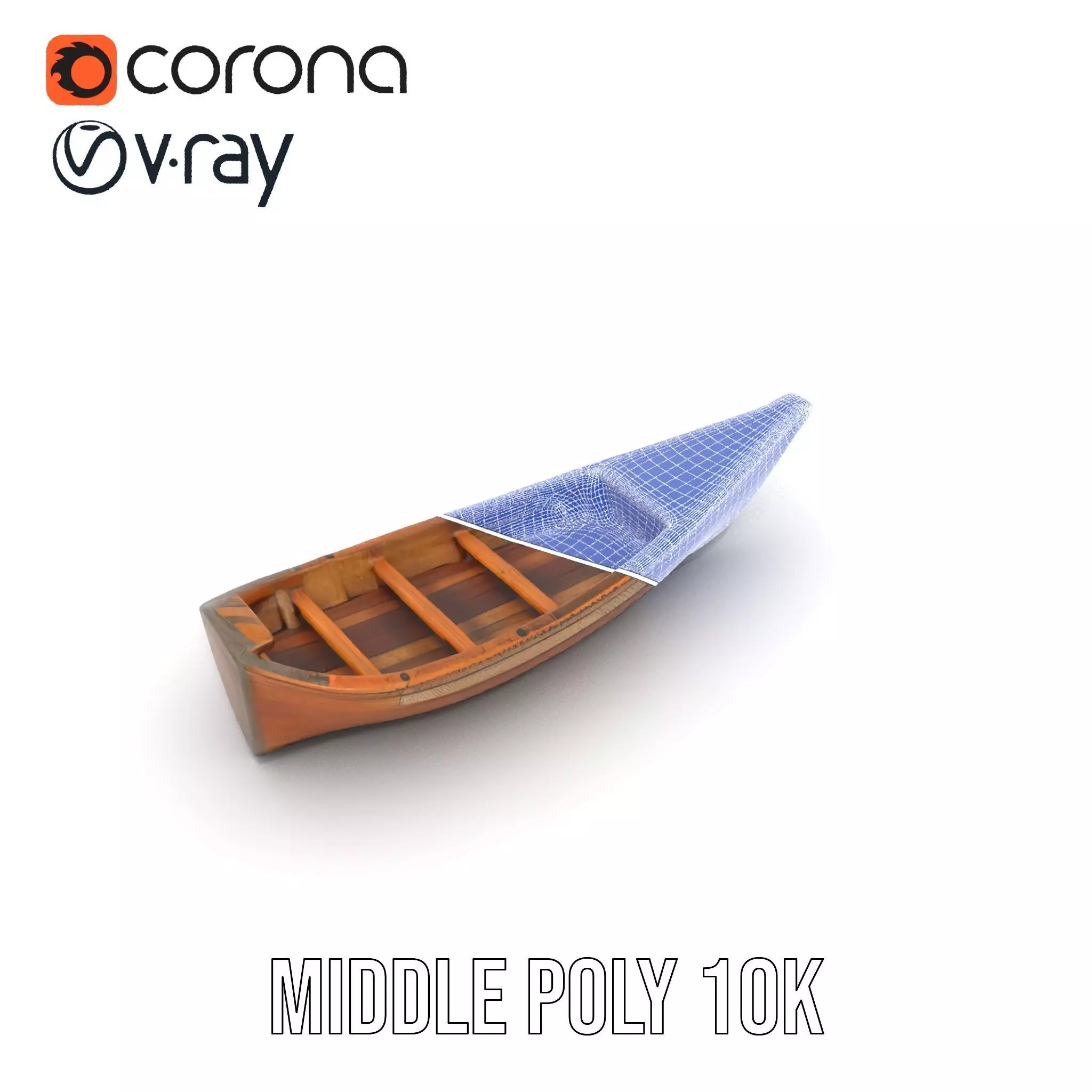Wooden Rowboat Model Pack with Detailed Texturing Low-poly 3D model_30