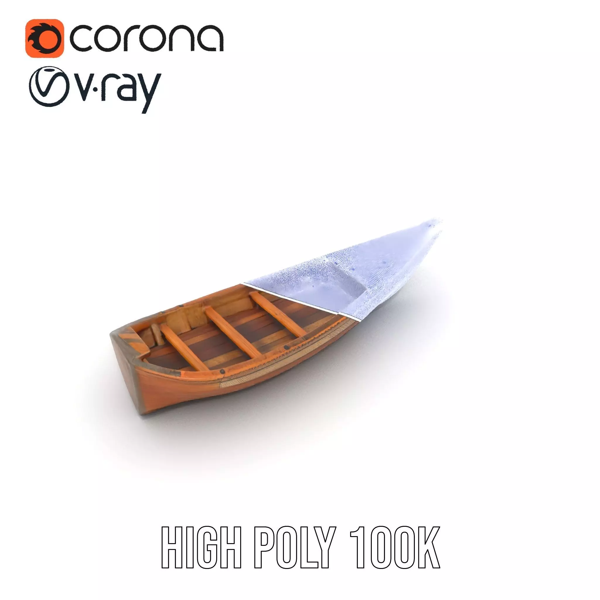 Wooden Rowboat Model Pack with Detailed Texturing Low-poly 3D model_35