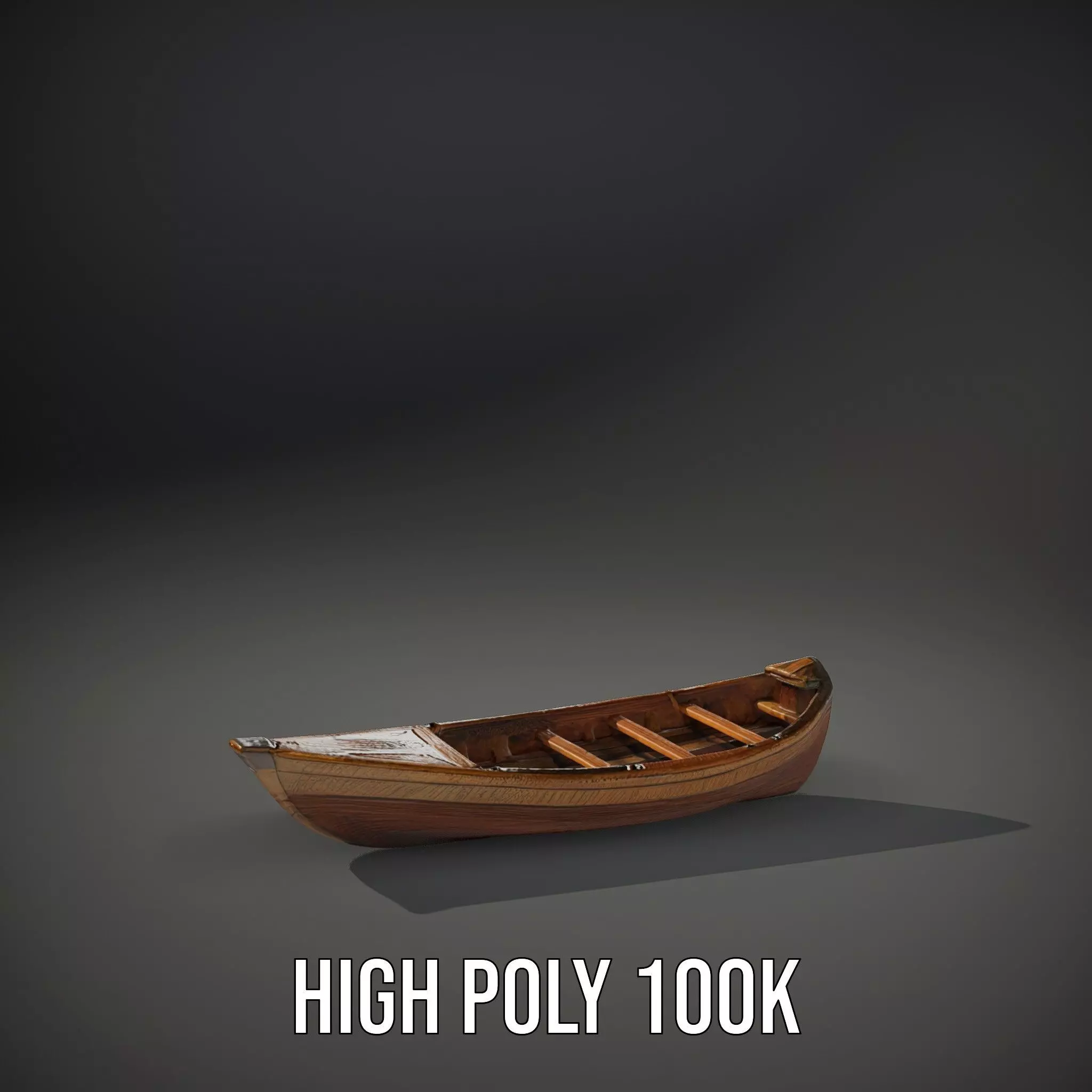 Wooden Rowboat Model Pack with Detailed Texturing Low-poly 3D model_10
