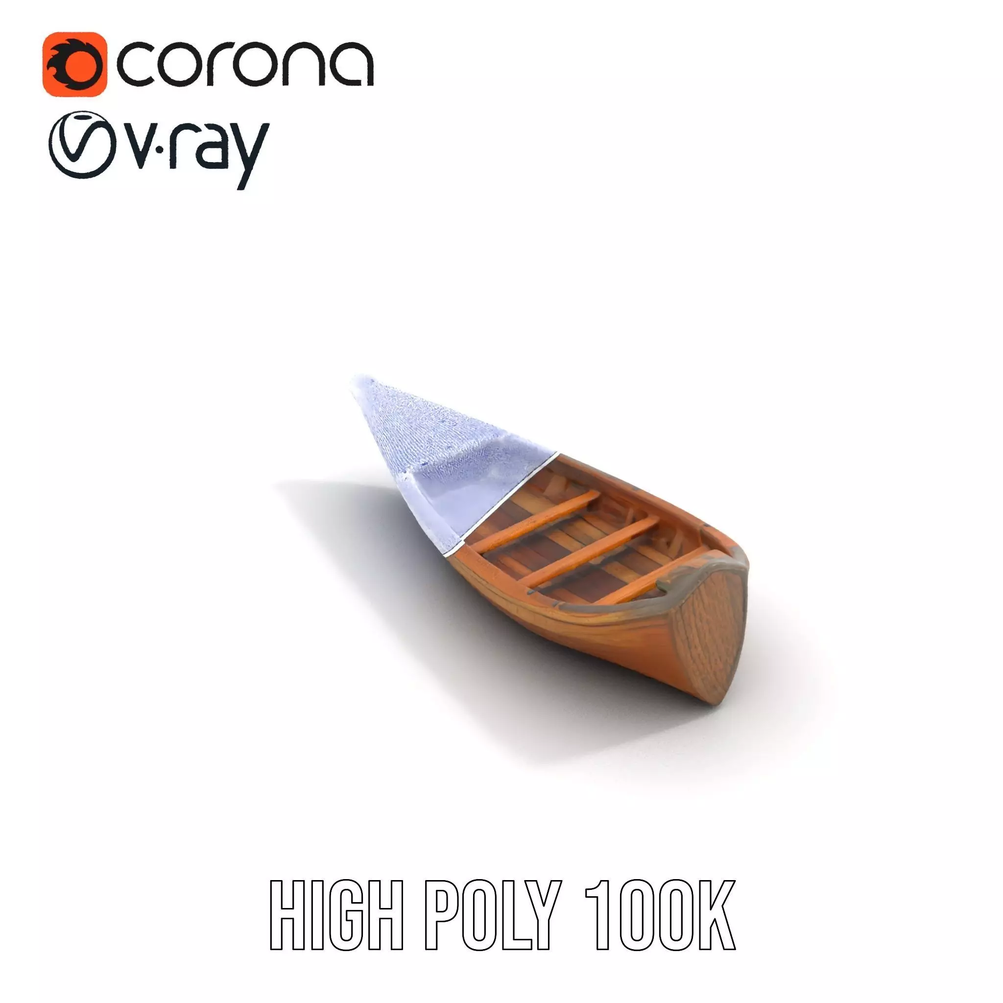 Wooden Rowboat Model Pack with Detailed Texturing Low-poly 3D model_27