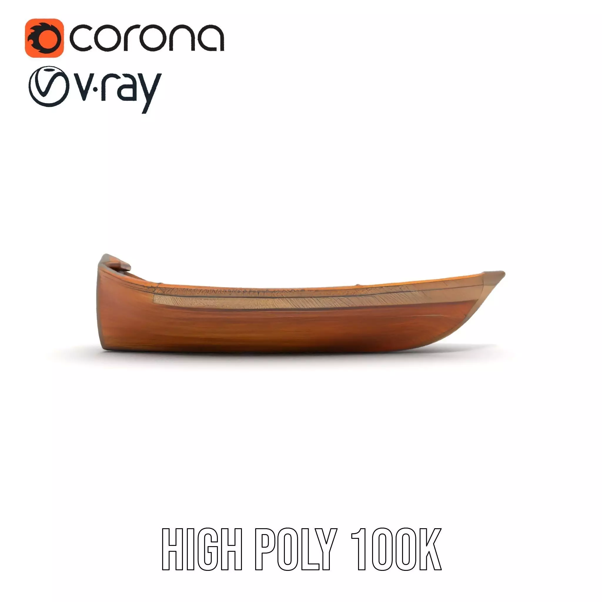 Wooden Rowboat Model Pack with Detailed Texturing Low-poly 3D model_32