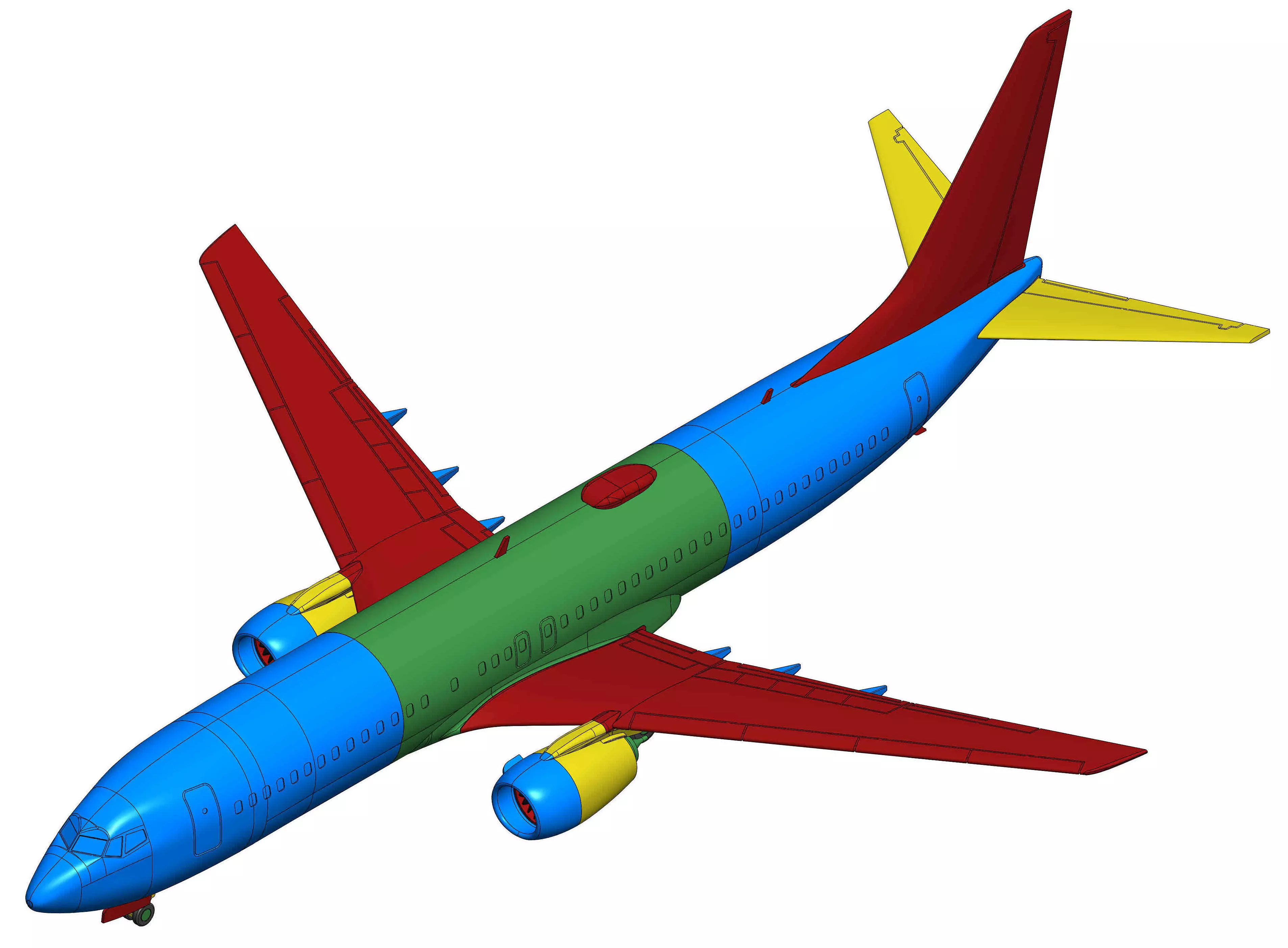 121211 Model kit Boeing 737-800 no Winglet Down 3D print model_21