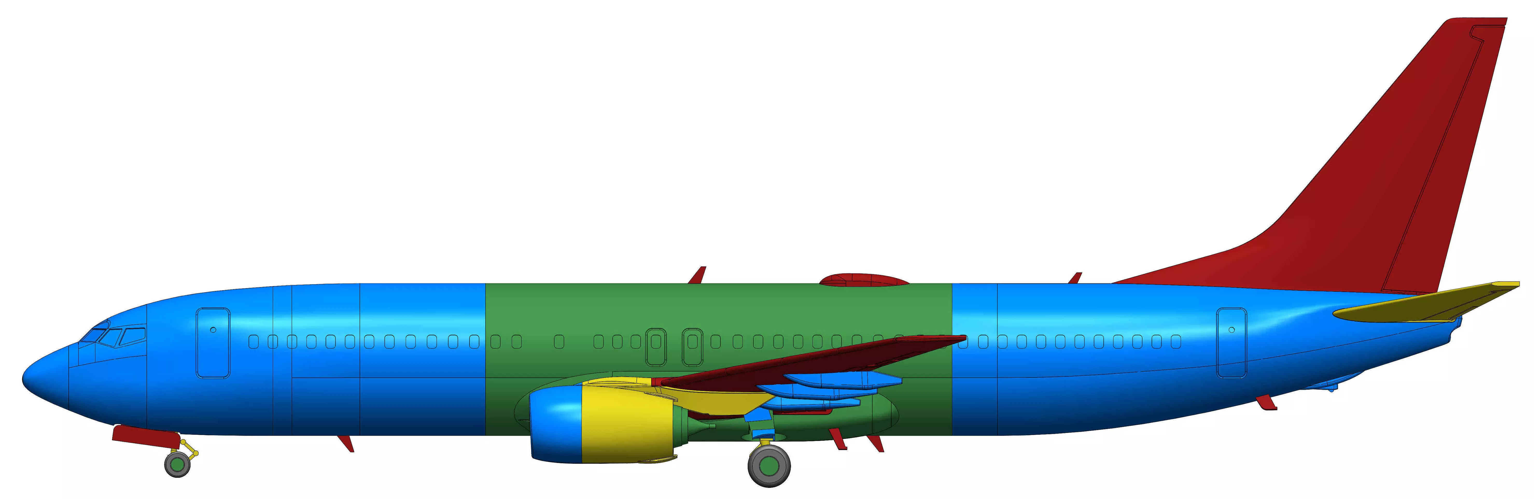 121211 Model kit Boeing 737-800 no Winglet Down 3D print model_16
