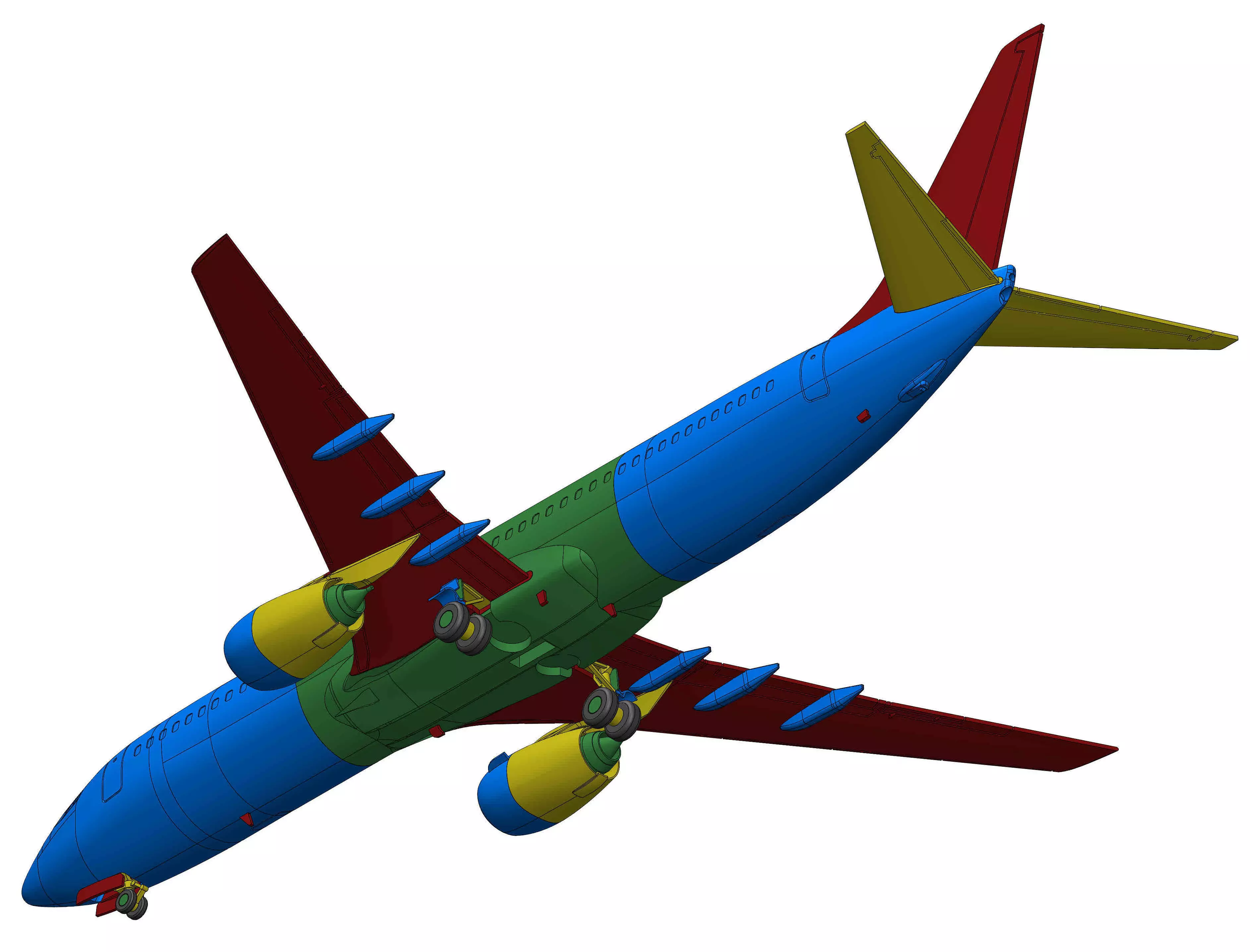 121211 Model kit Boeing 737-800 no Winglet Down 3D print model_22