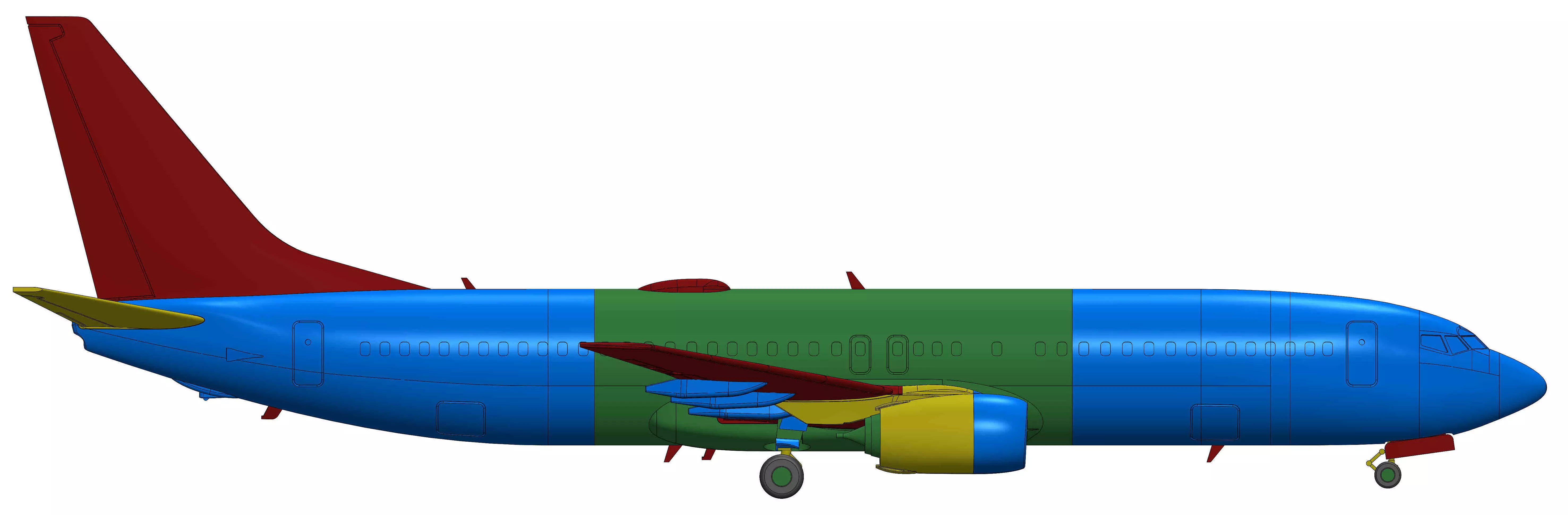 121211 Model kit Boeing 737-800 no Winglet Down 3D print model_20